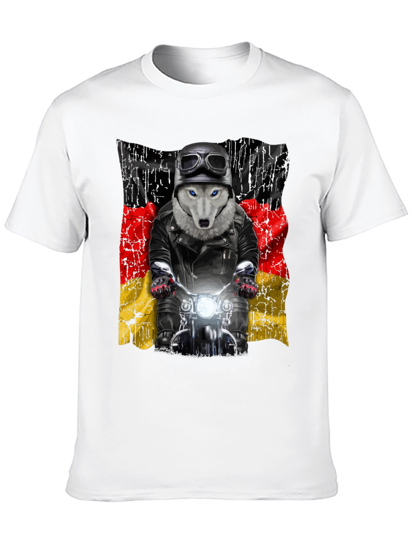 Wolf Biker Germany Flag Graphic T-Shirt