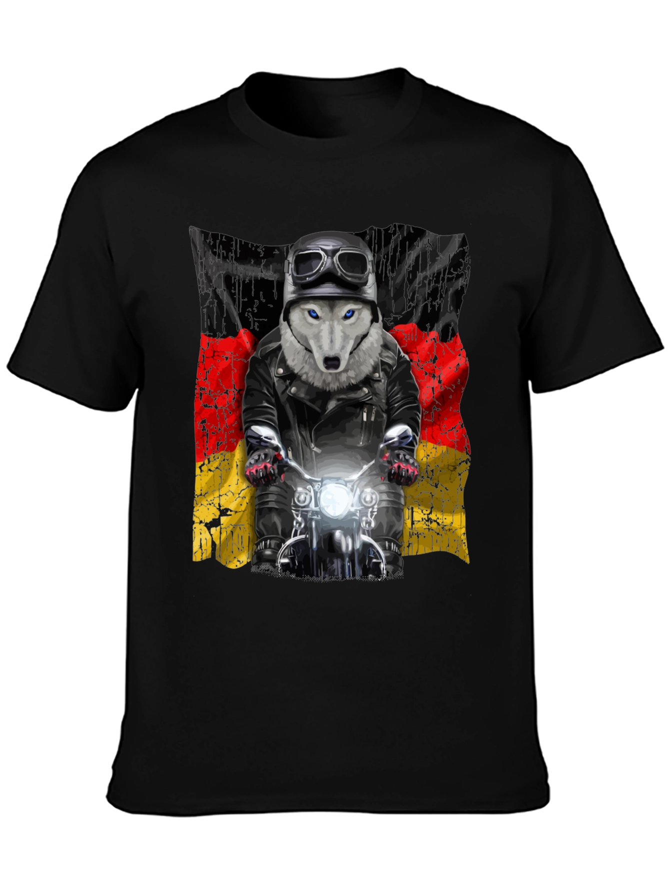Wolf Biker Germany Flag Graphic T-Shirt