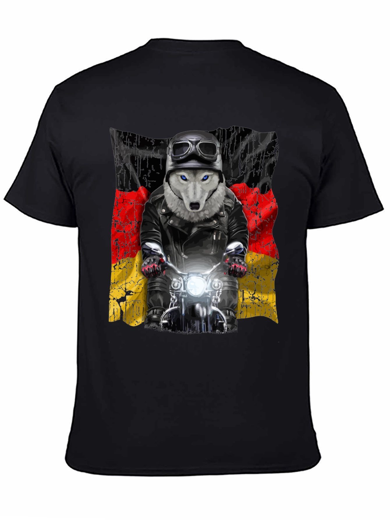 Wolf Biker Germany Flag Graphic T-Shirt