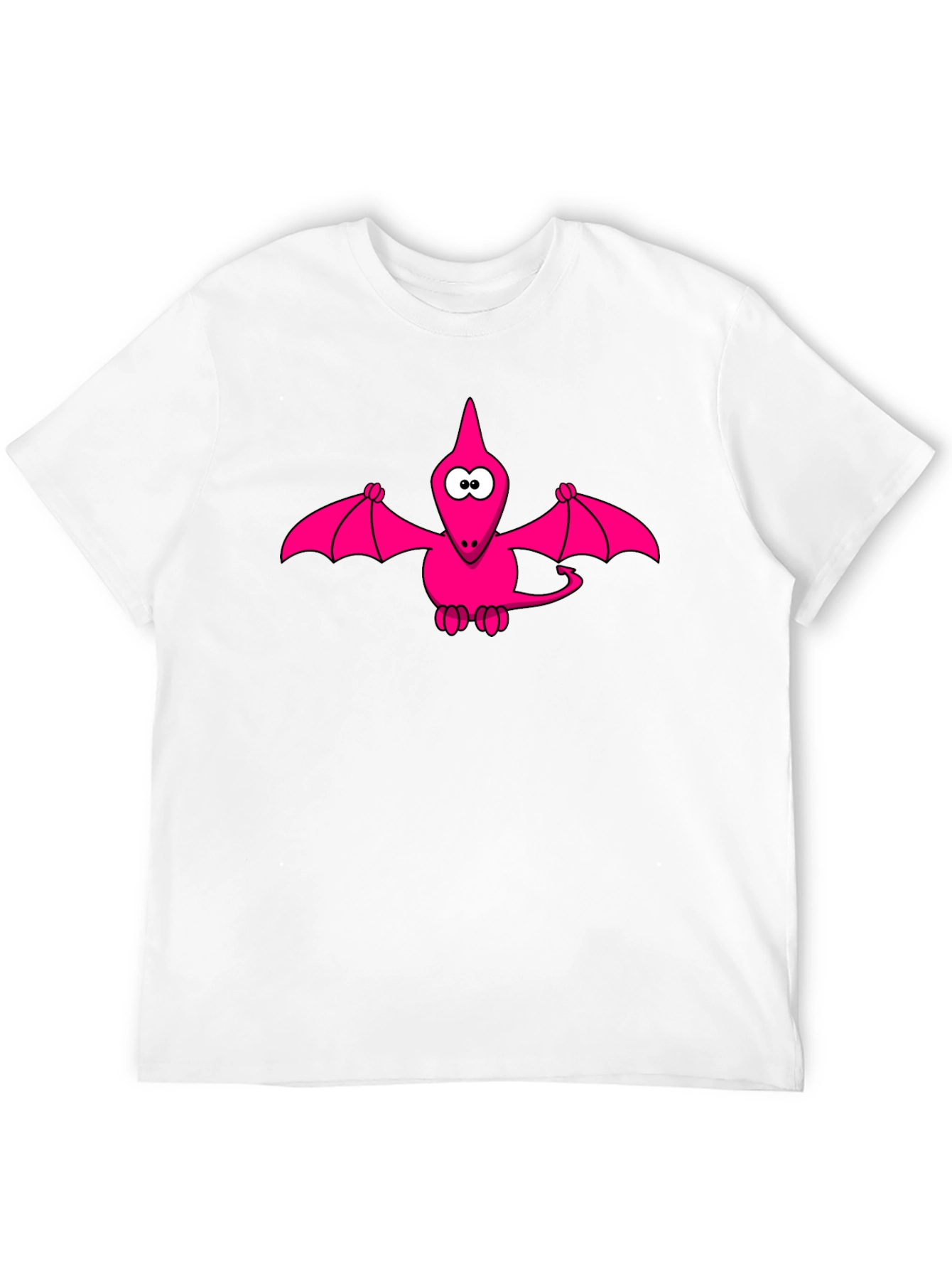 Pink Cartoon Pterodactyl Black T-Shirt