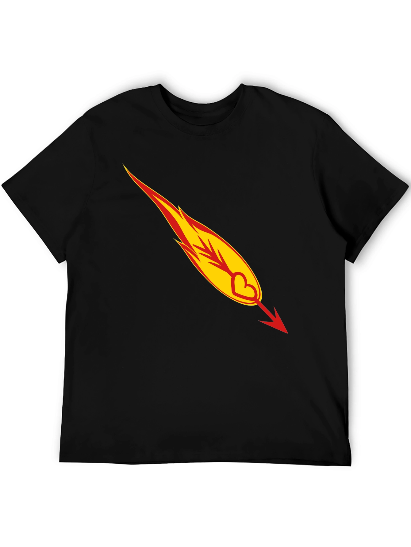Fiery Heart Arrow Graphic Tee - Black