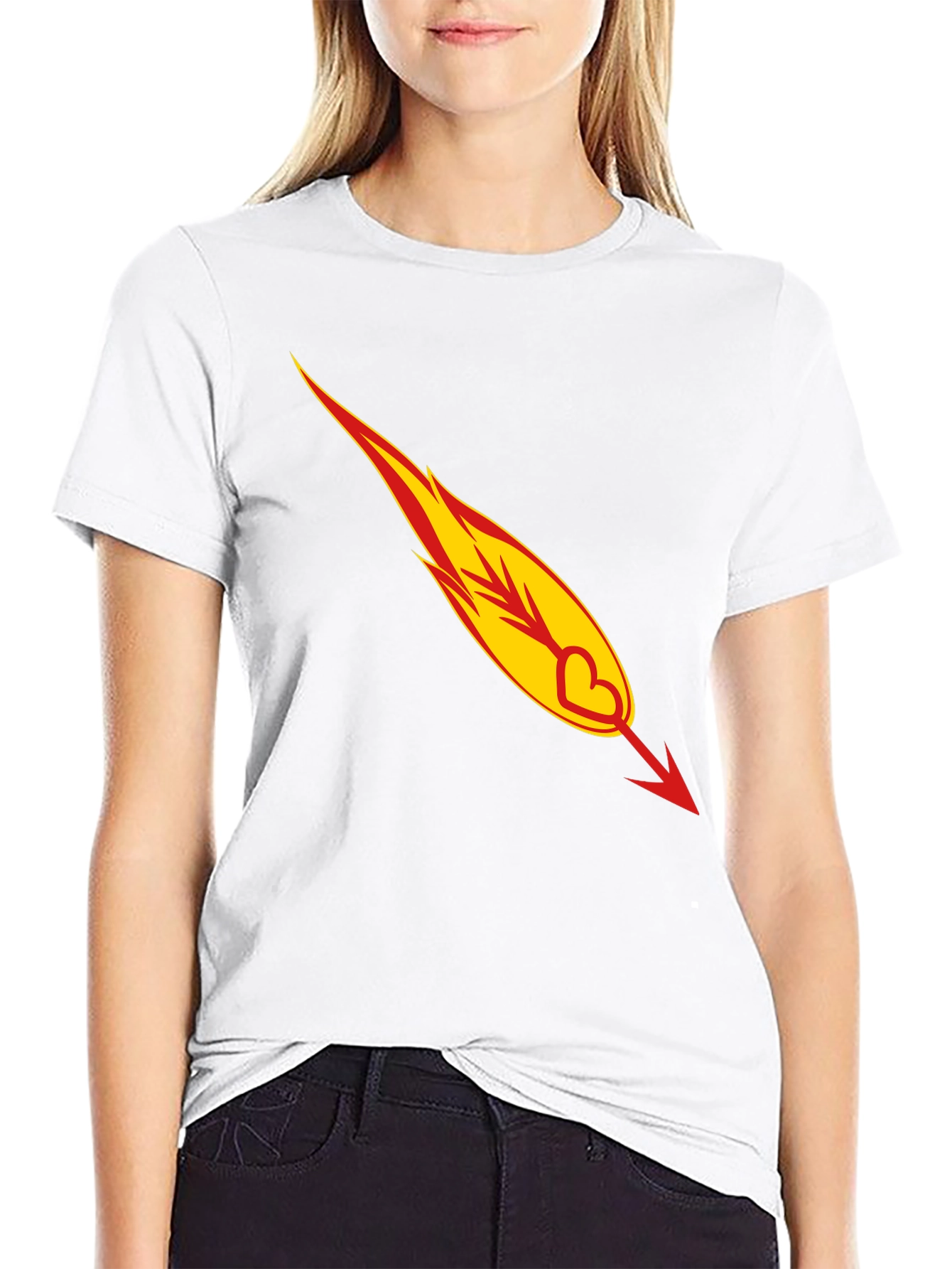 Fiery Heart Arrow Graphic Tee - Black