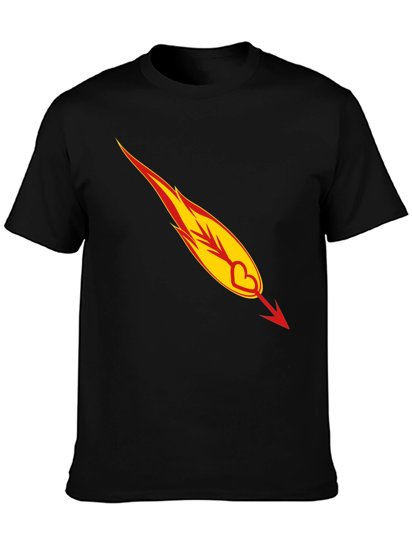Fiery Heart Arrow Graphic Tee - Black