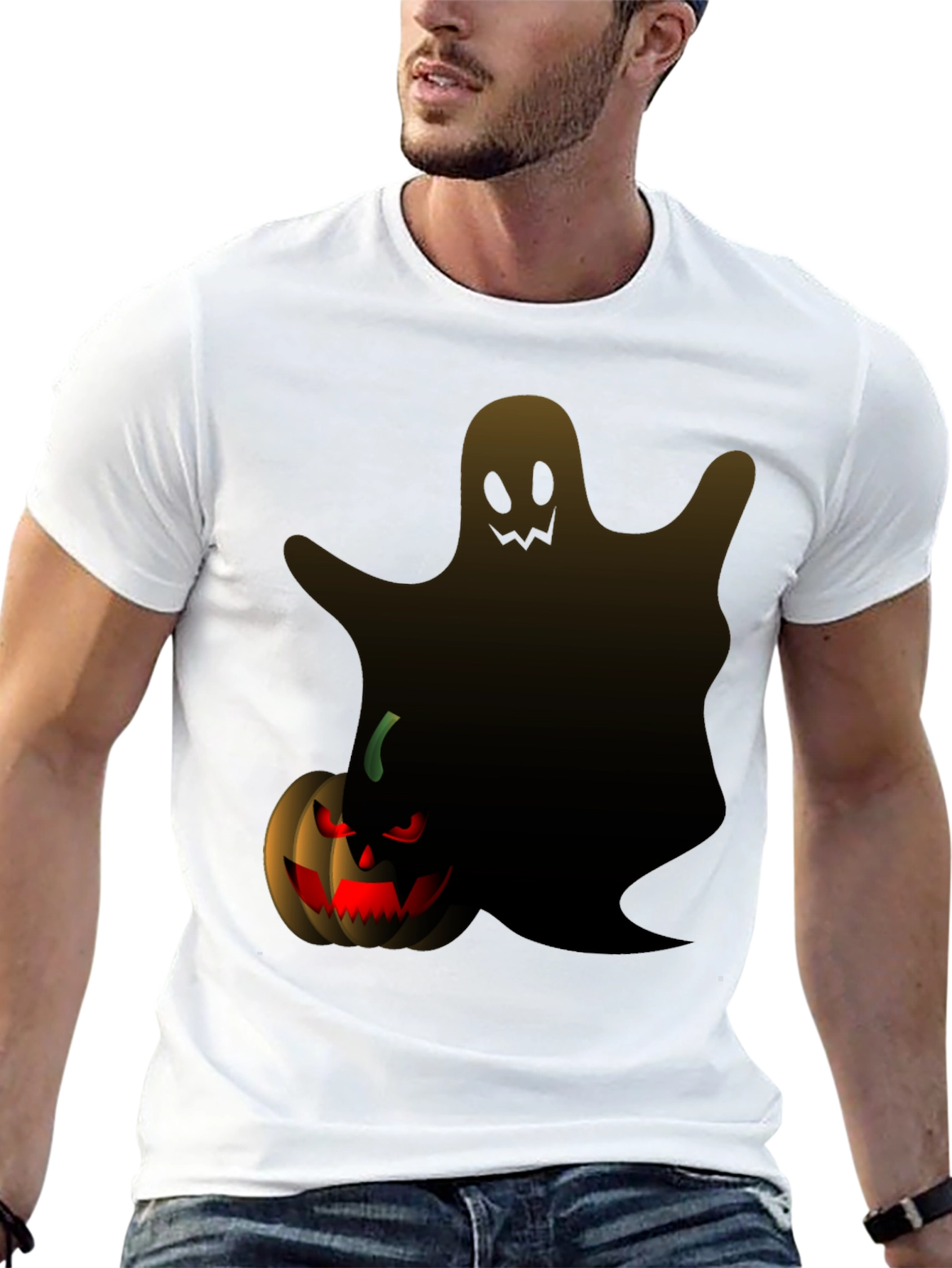 Halloween Ghost & Pumpkin Graphic Tee