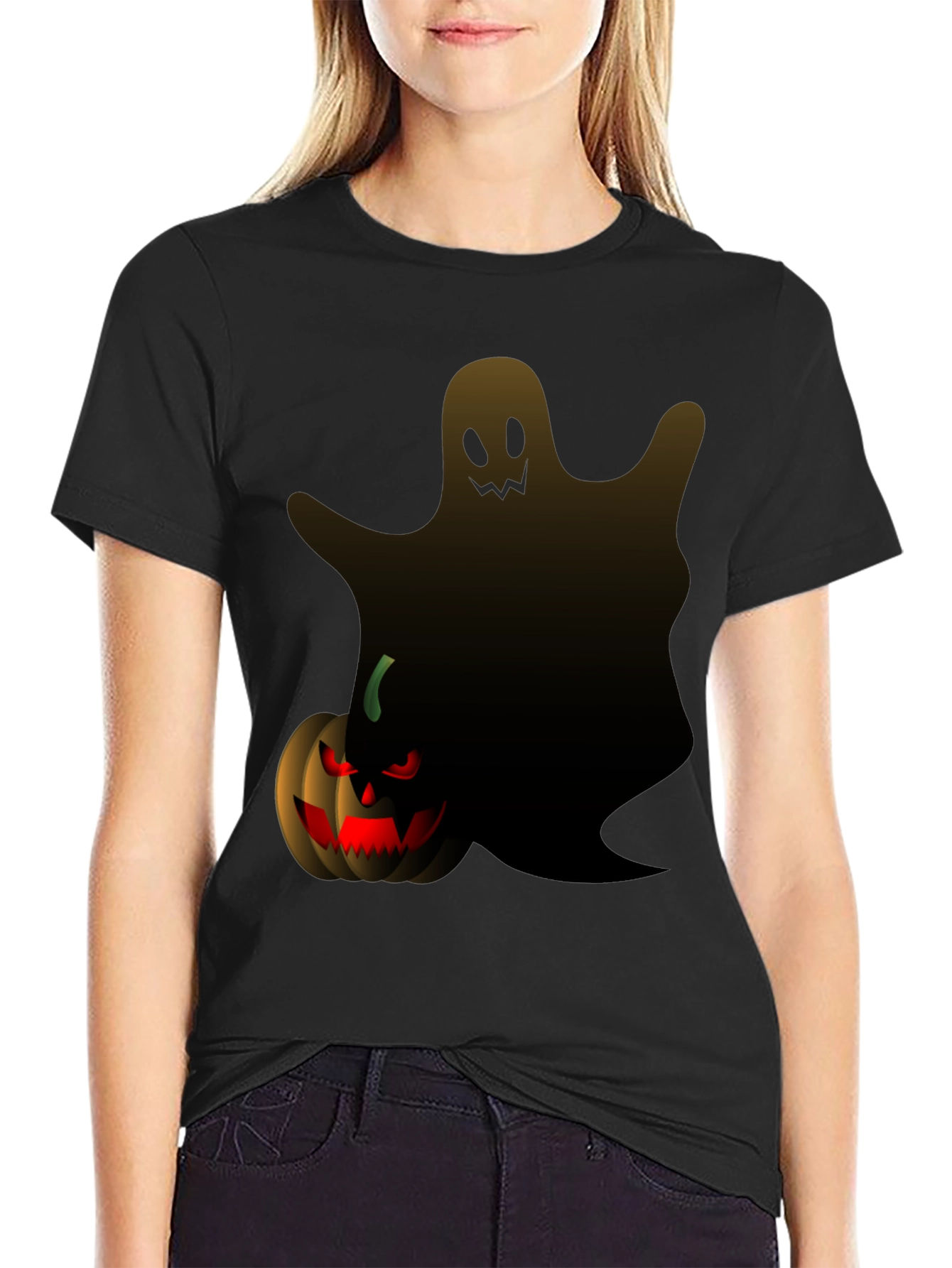 Halloween Ghost & Pumpkin Graphic Tee