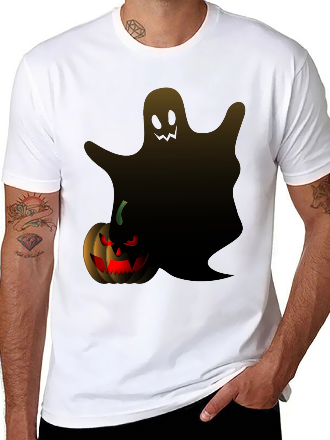 Halloween Ghost & Pumpkin Graphic Tee