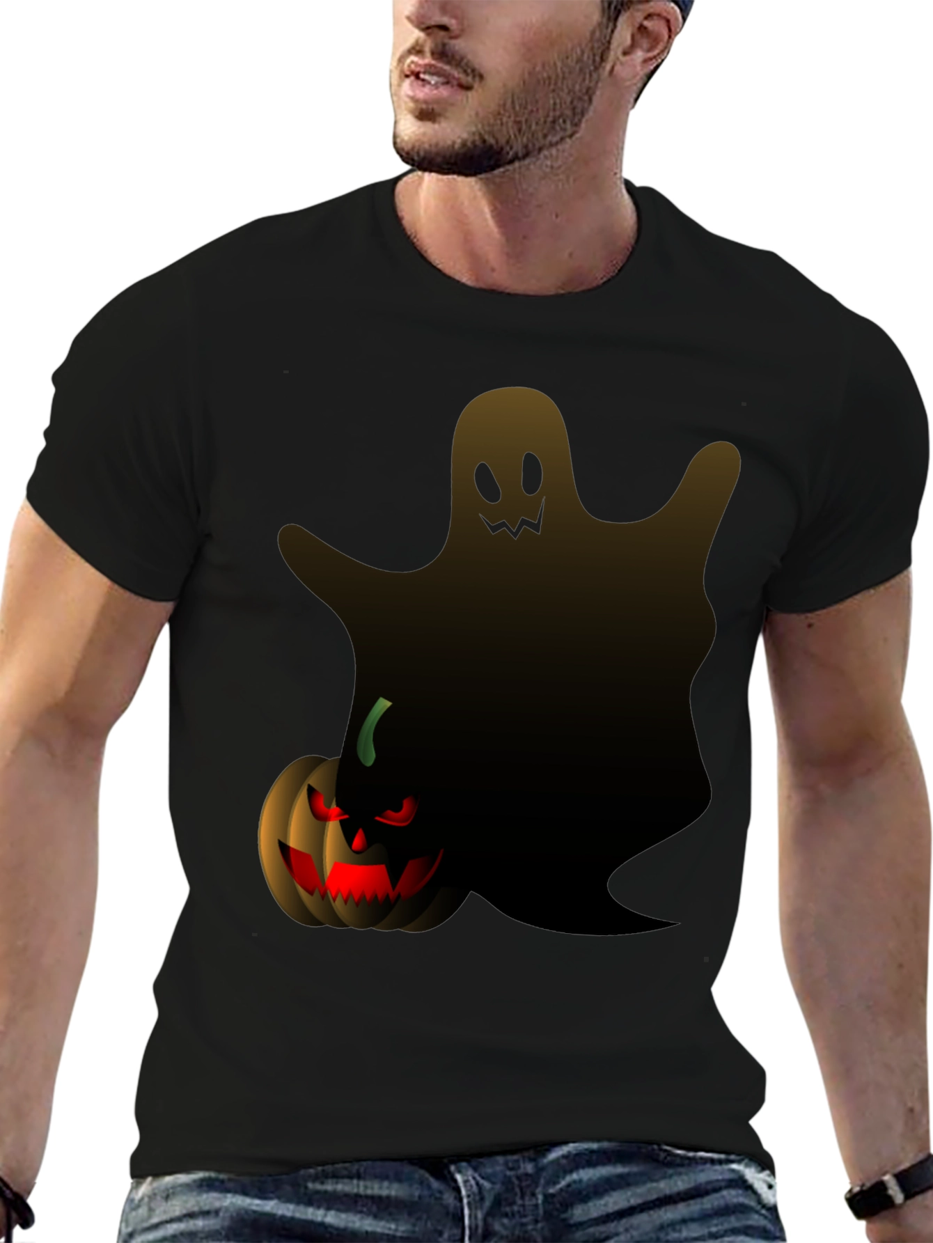 Halloween Ghost & Pumpkin Graphic Tee