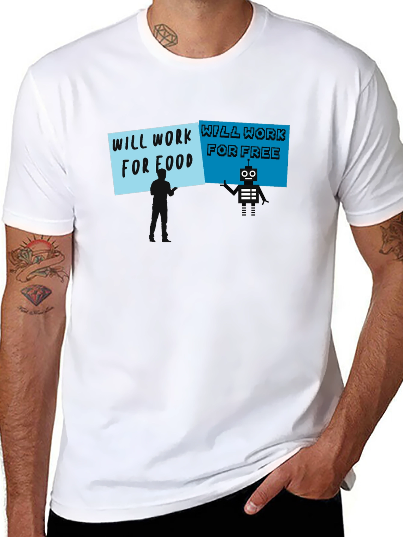 Will Work for Food vs. Free T-Shirt