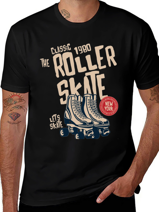 Retro Roller Skate Graphic Tee - Classic 1980s Design