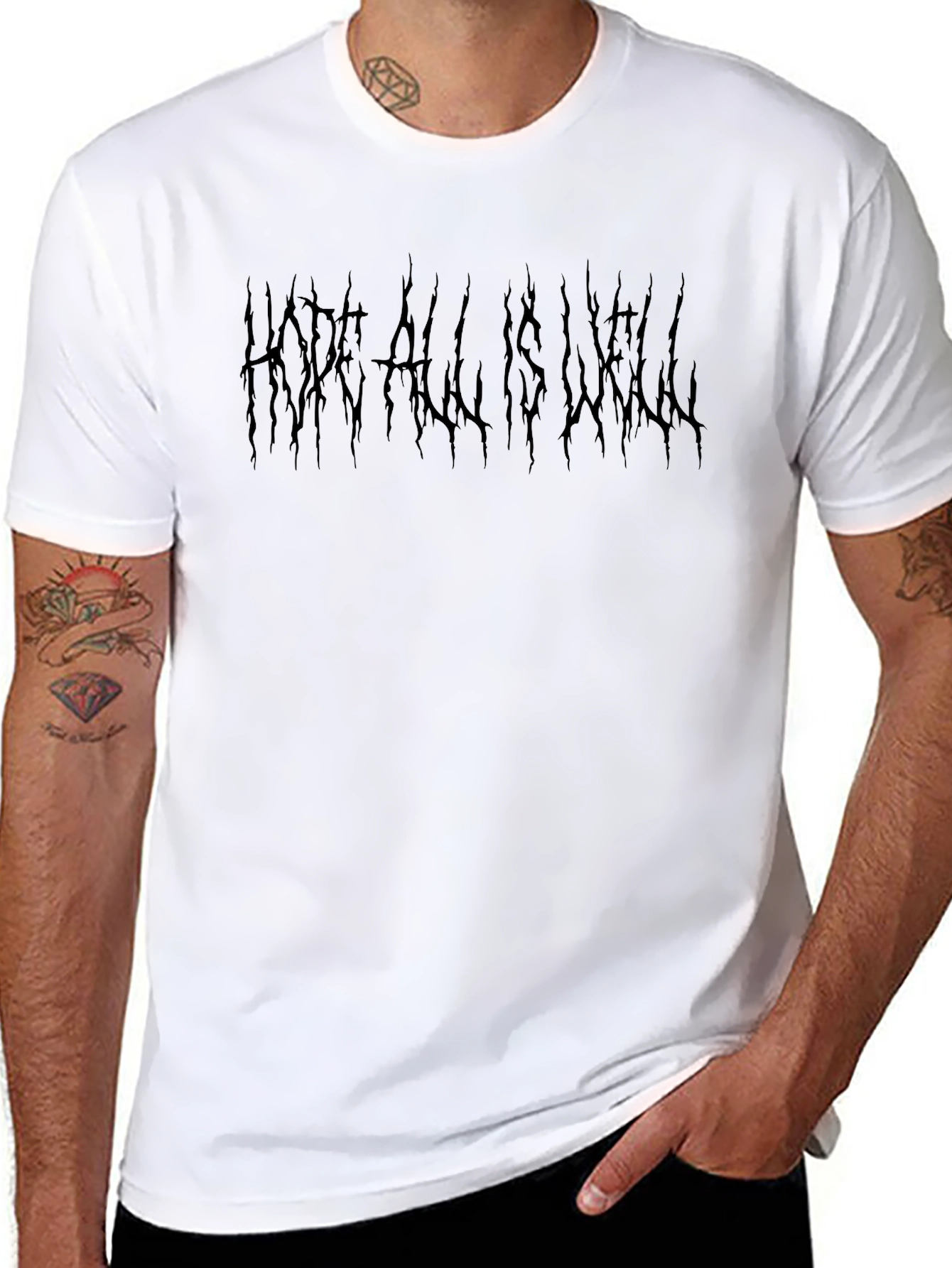 HOPE ALL IS WELL Black Graphic T-Shirt