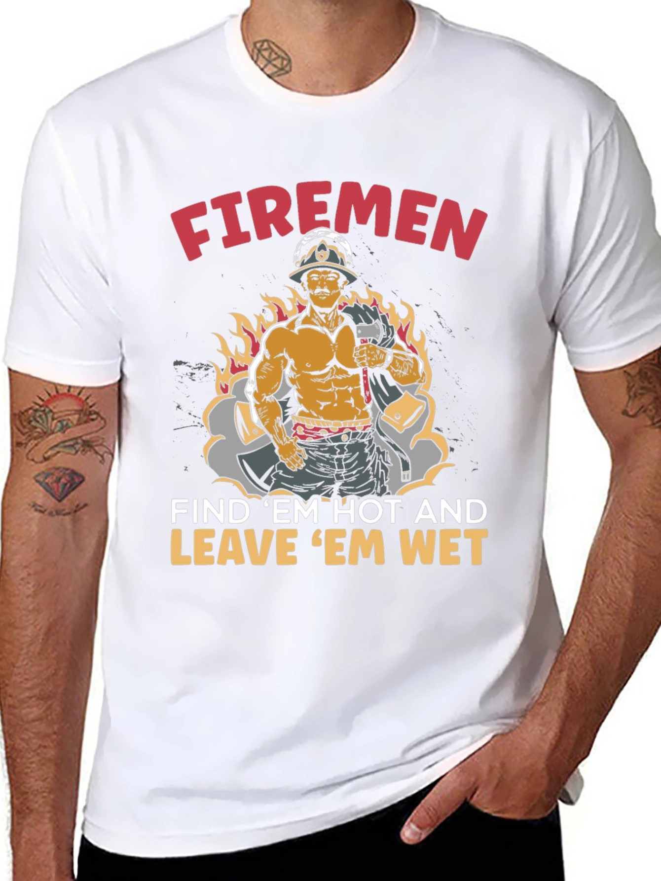 Firemen Find Em Hot Graphic T-Shirt