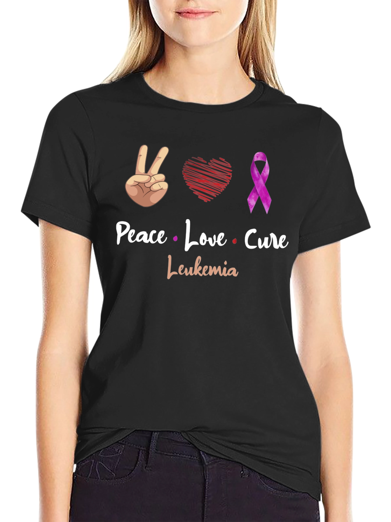 Peace Love Cure Leukemia Awareness T-Shirt