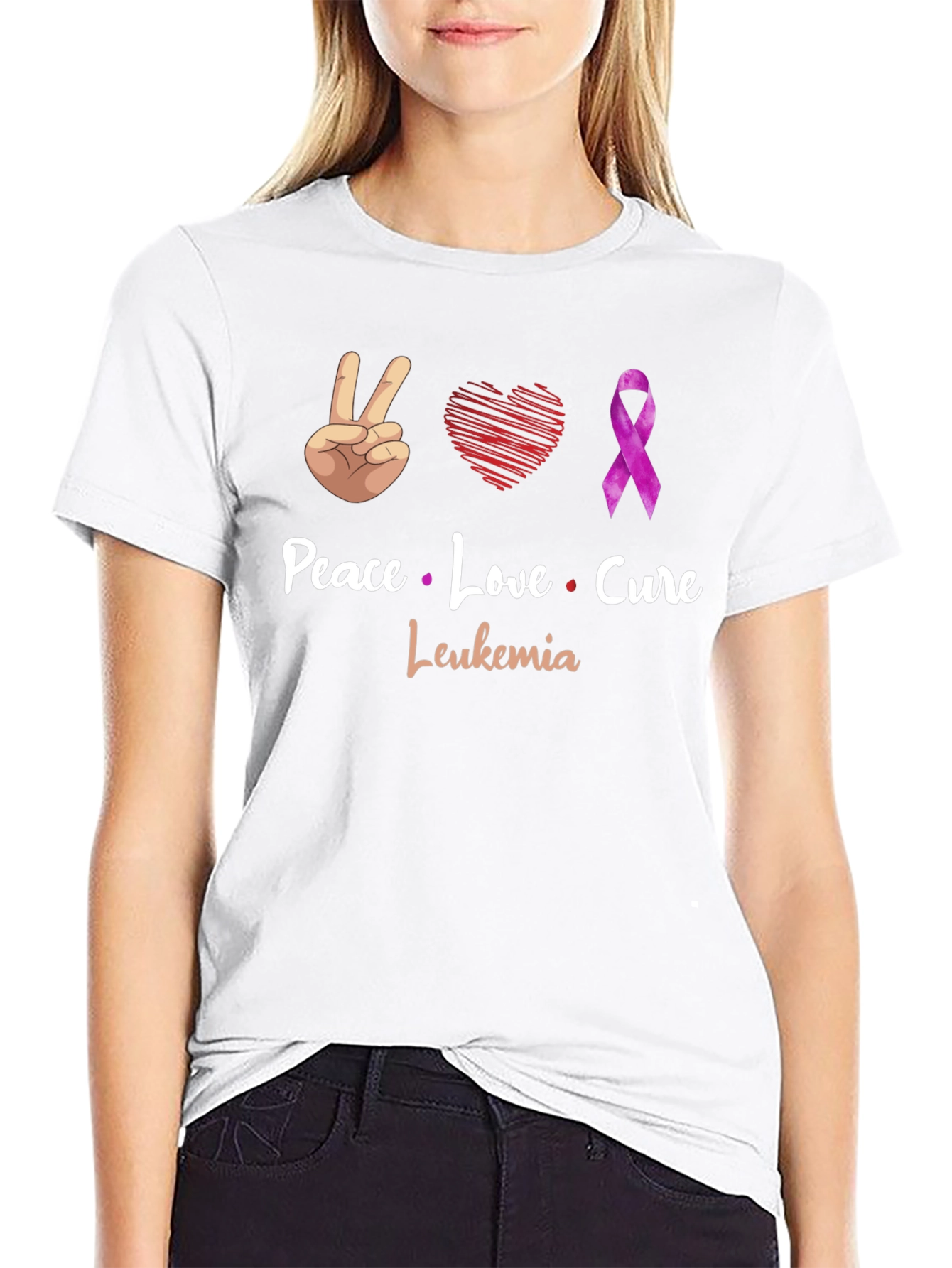 Peace Love Cure Leukemia Awareness T-Shirt