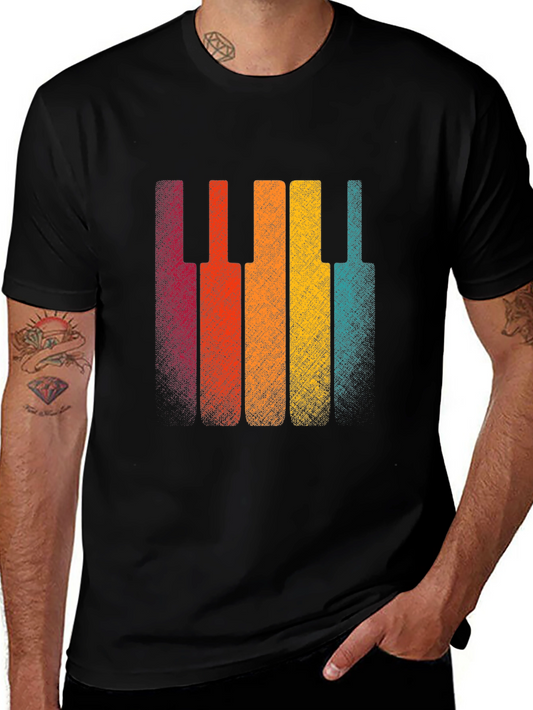 Retro Piano Keys Graphic Tee - Vintage Music Lover T-Shirt