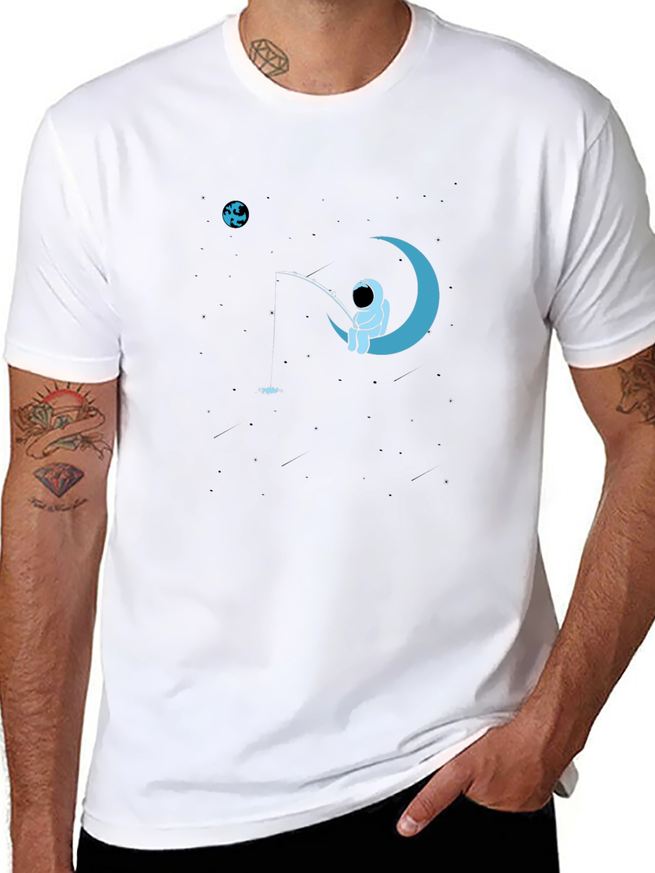 Astronaut Fishing on Moon T-Shirt