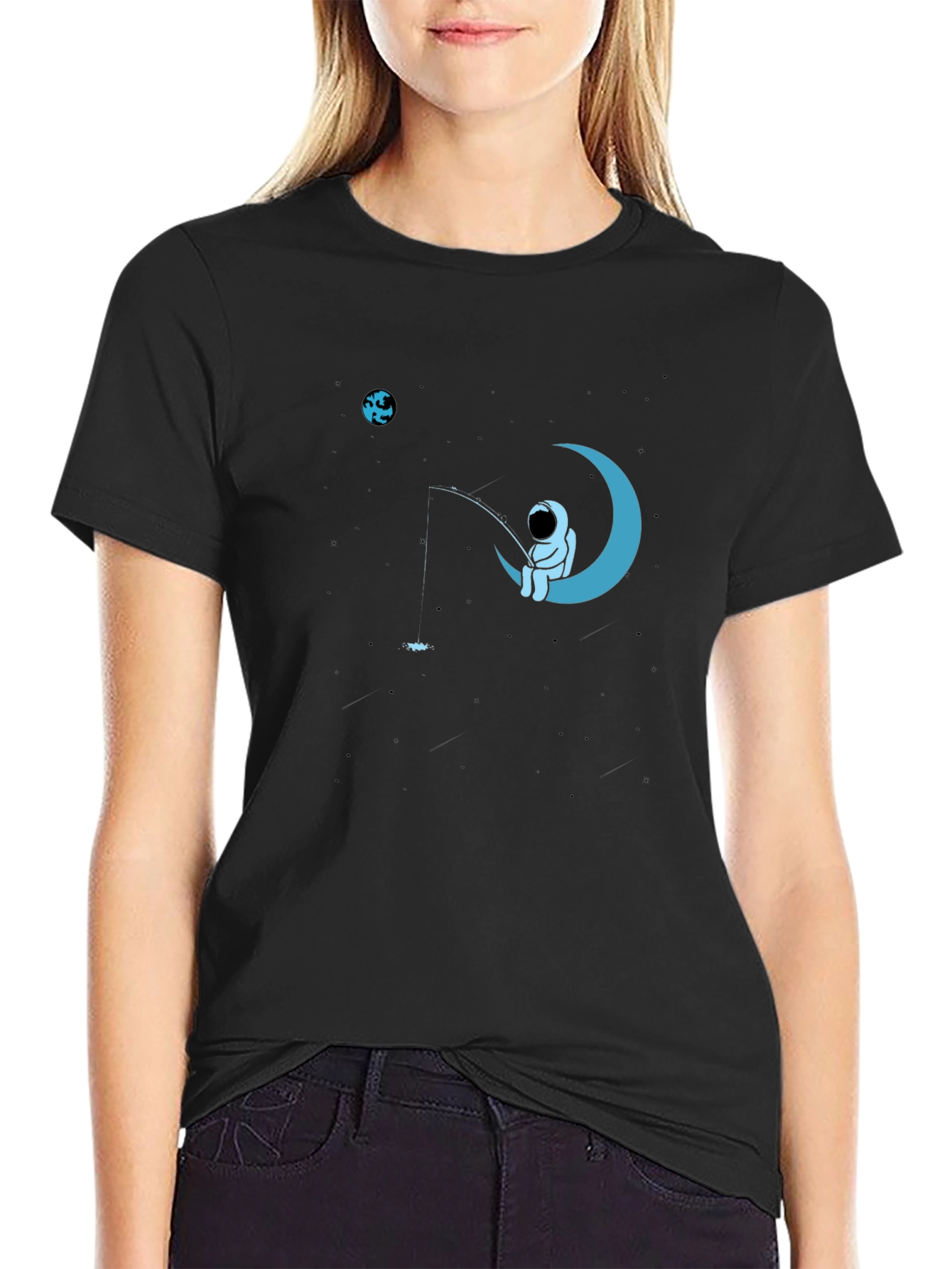 Astronaut Fishing on Moon T-Shirt