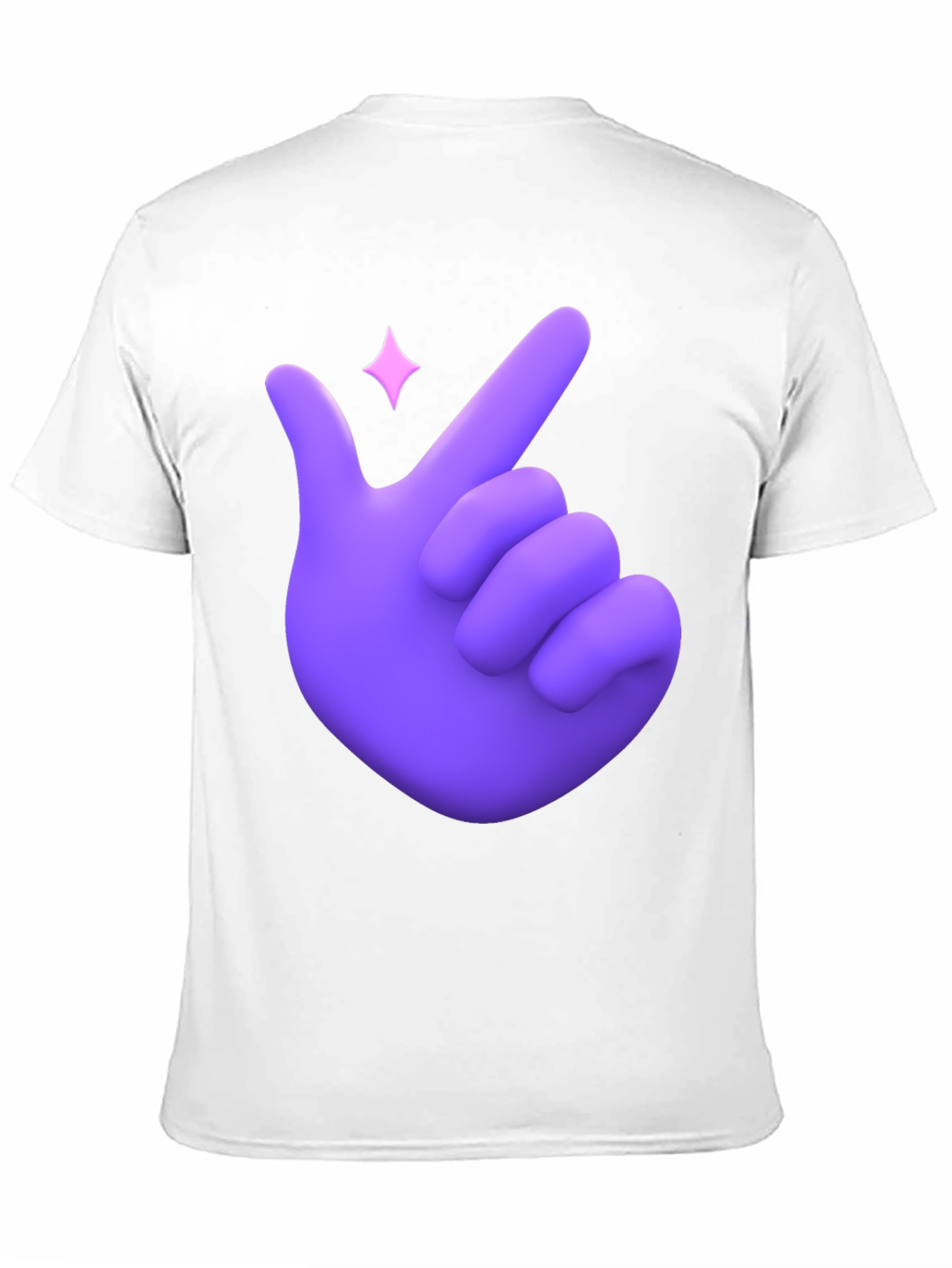 Purple Hand Heart Gesture Black T-Shirt