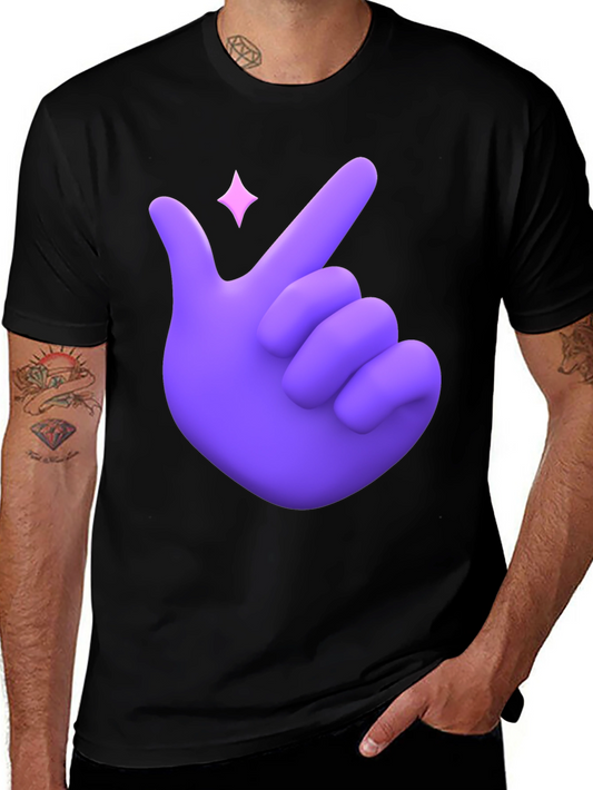 Purple Hand Heart Gesture Black T-Shirt