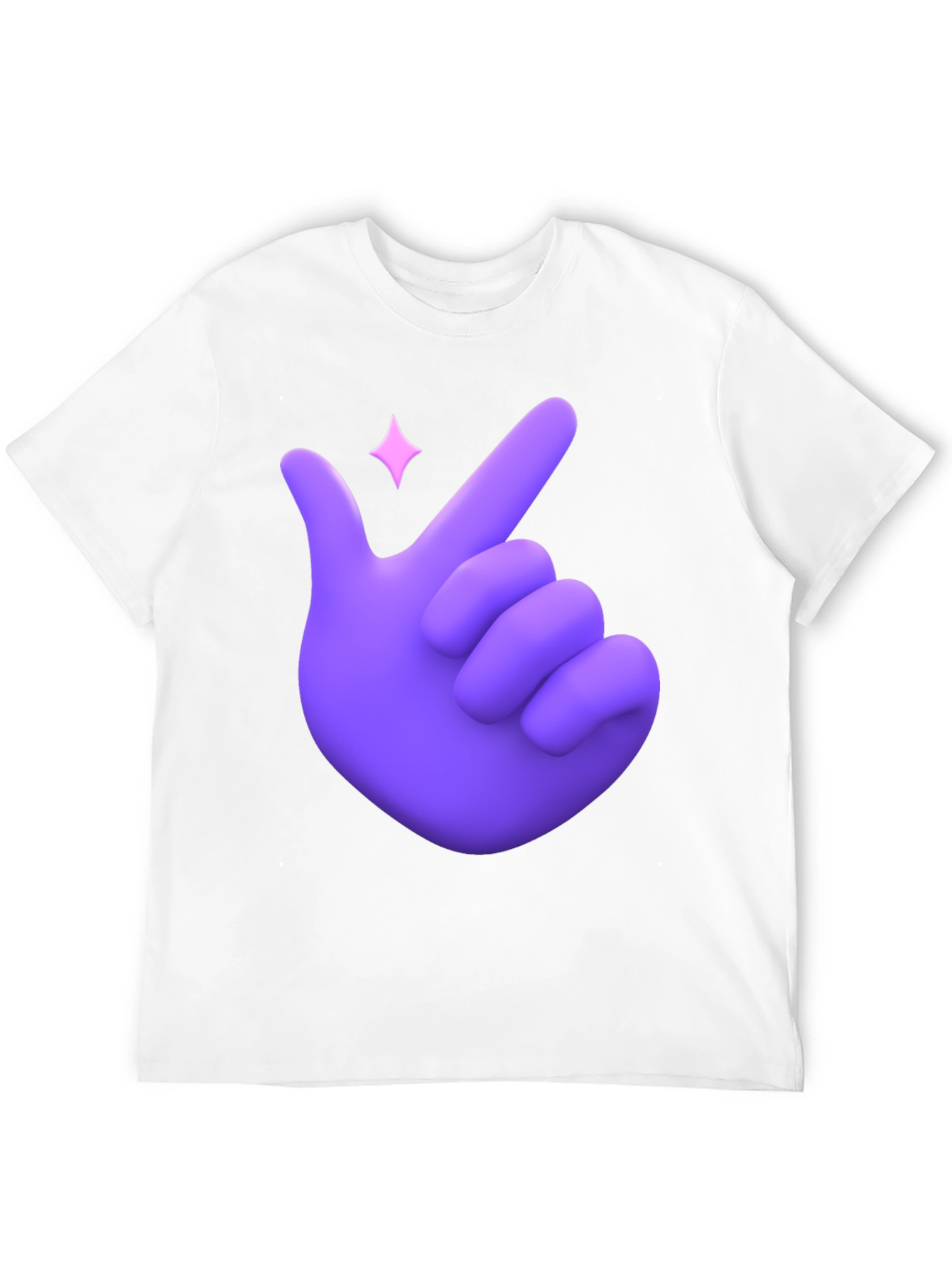 Purple Hand Heart Gesture Black T-Shirt