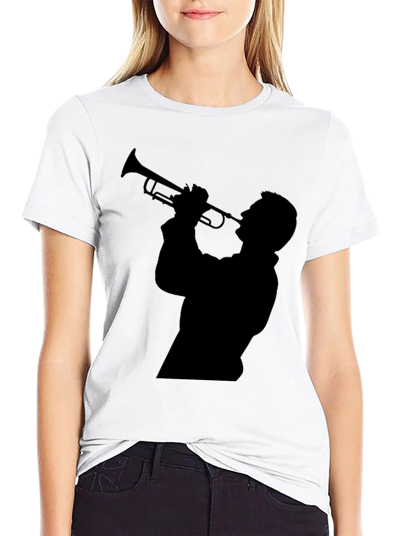 Trumpet Player Silhouette Black T-Shirt