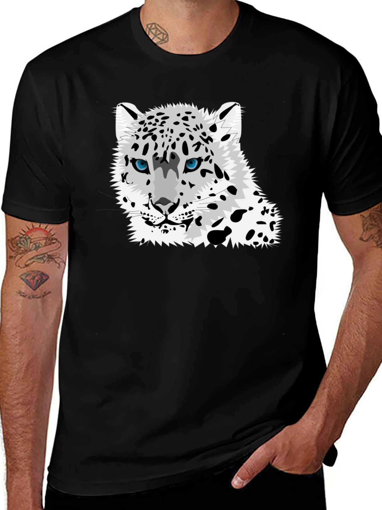 Snow Leopard Graphic Tee - Black T-Shirt