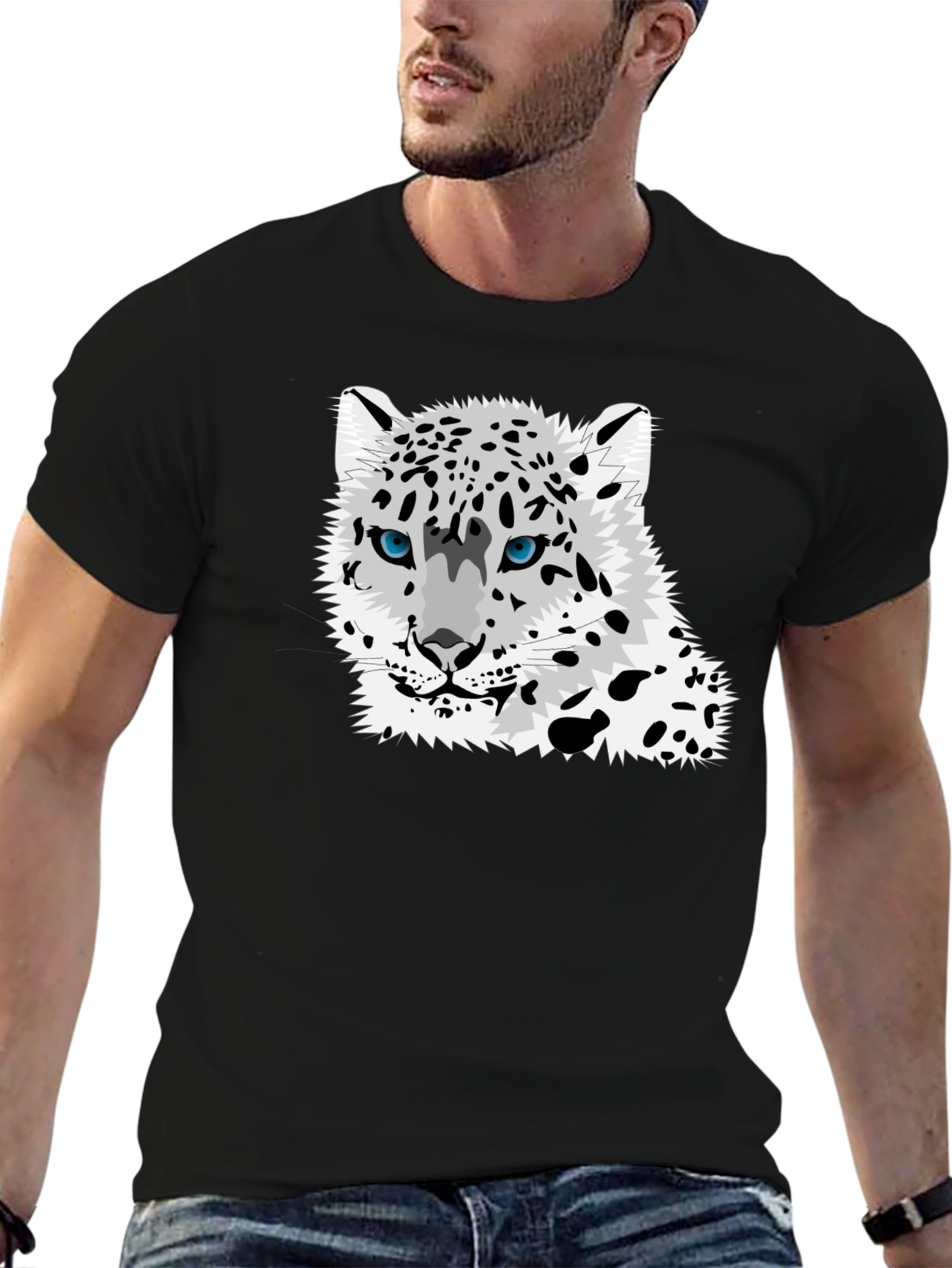 Snow Leopard Graphic Tee - Black T-Shirt