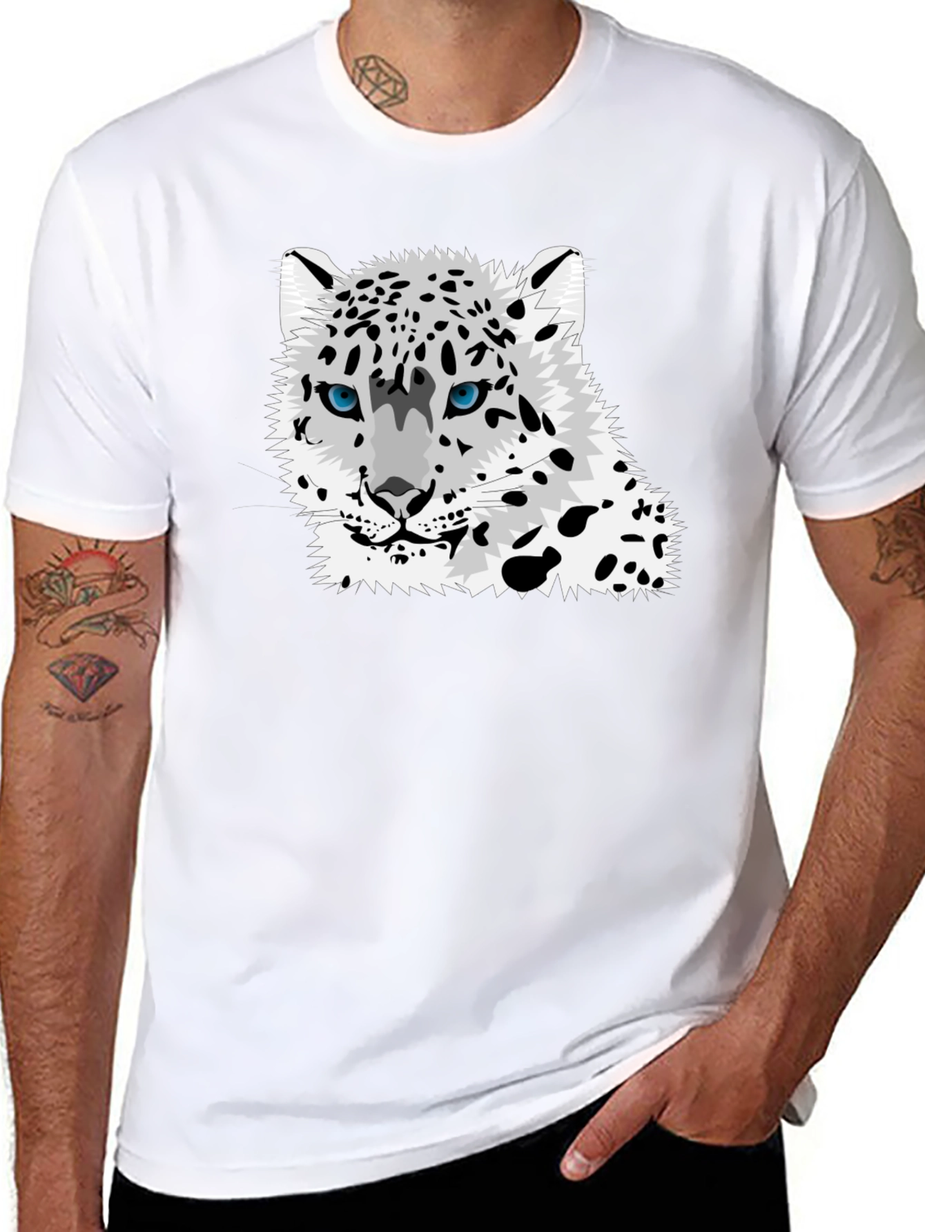 Snow Leopard Graphic Tee - Black T-Shirt