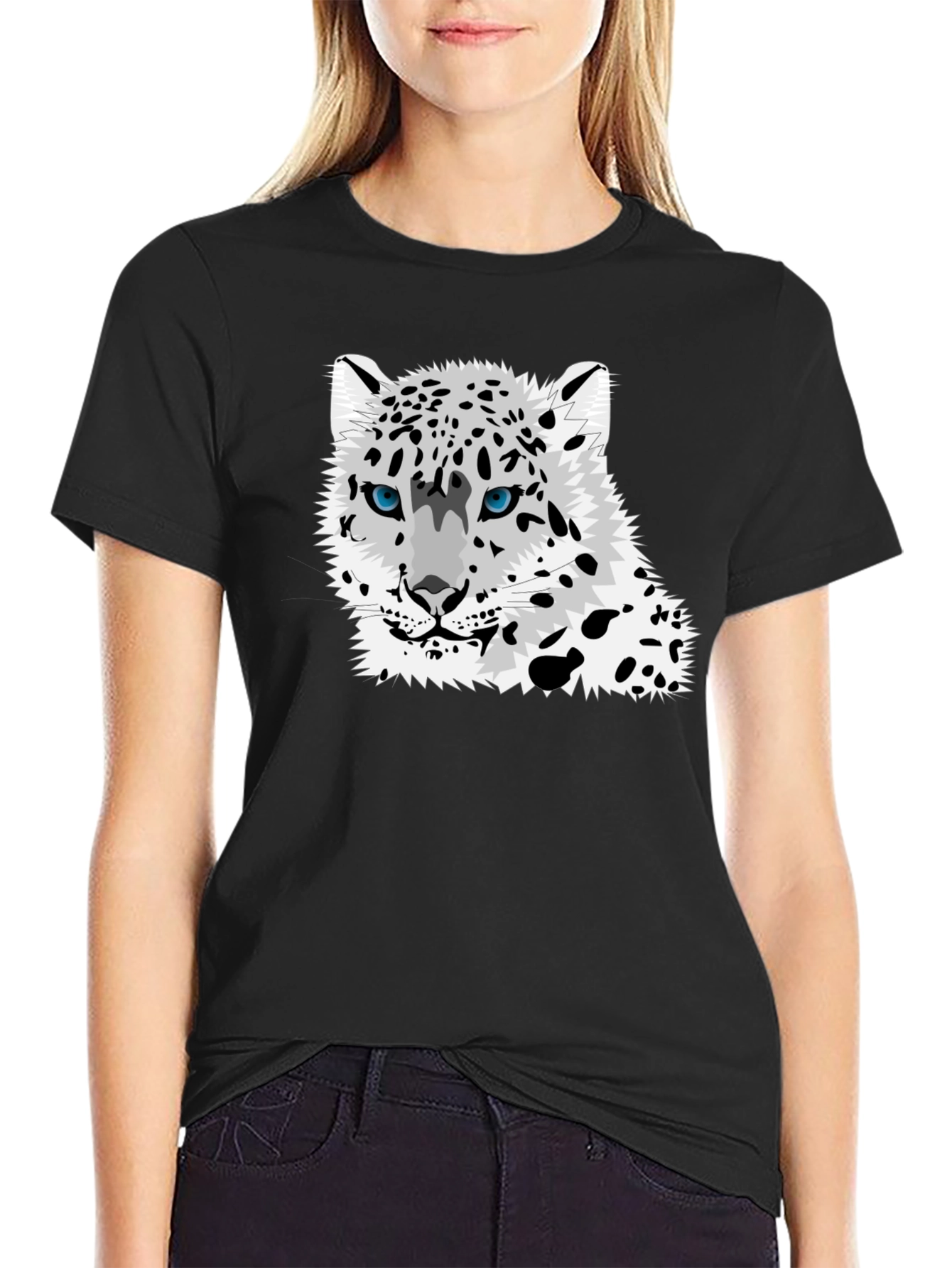 Snow Leopard Graphic Tee - Black T-Shirt