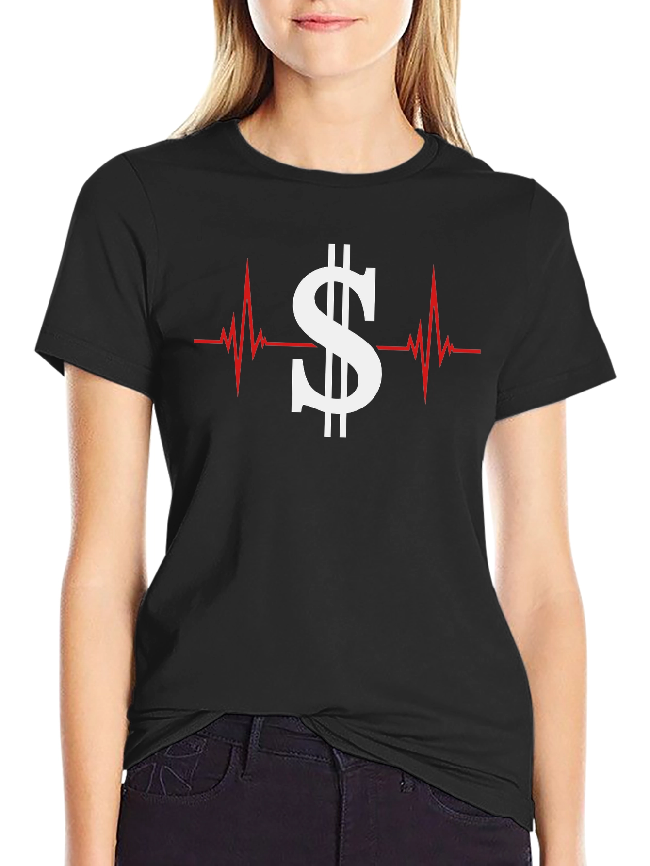 Money Heartbeat Graphic Tee - Black