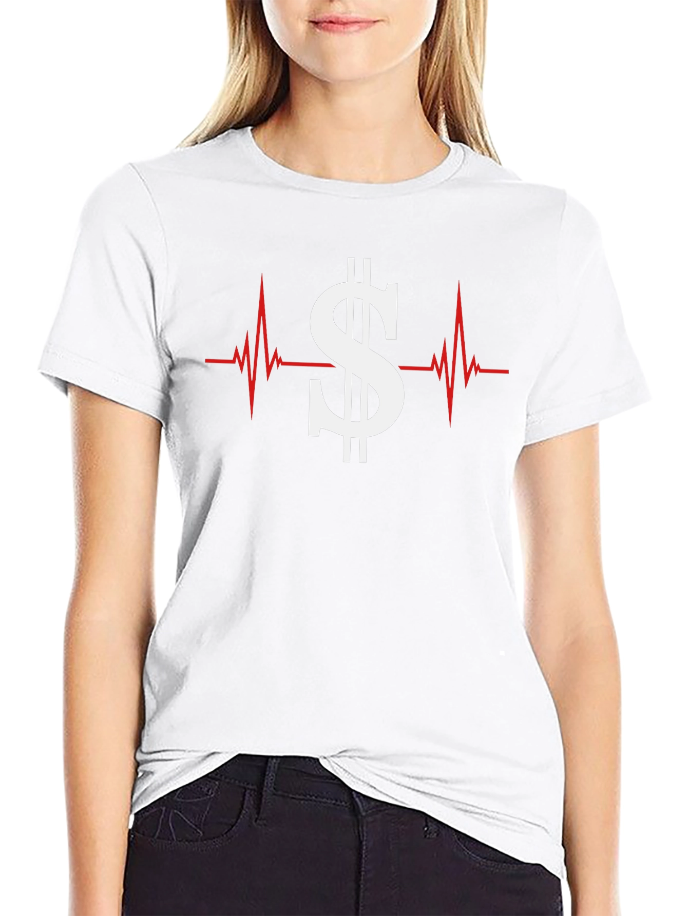 Money Heartbeat Graphic Tee - Black