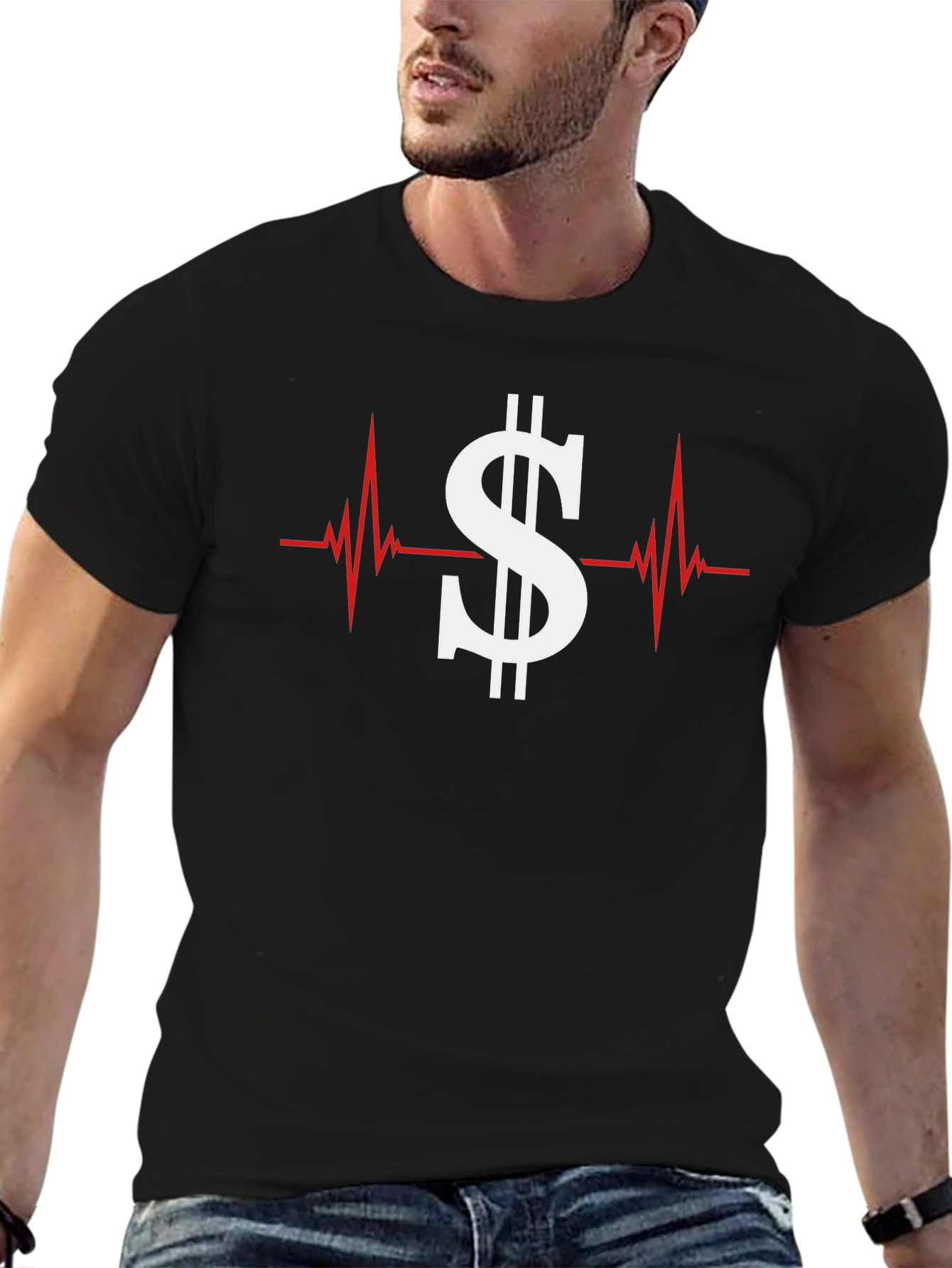 Money Heartbeat Graphic Tee - Black