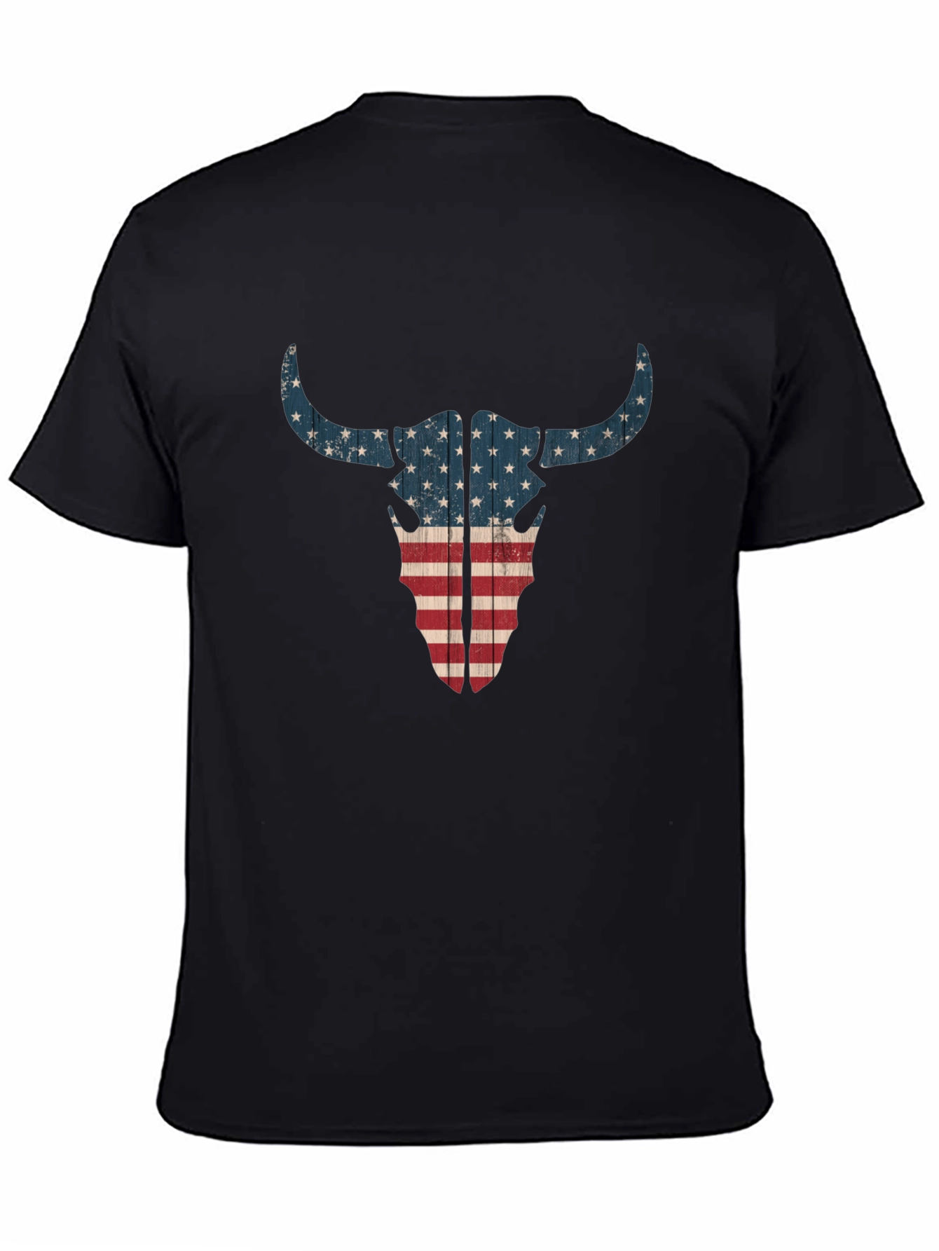American Flag Bull Skull Graphic Tee