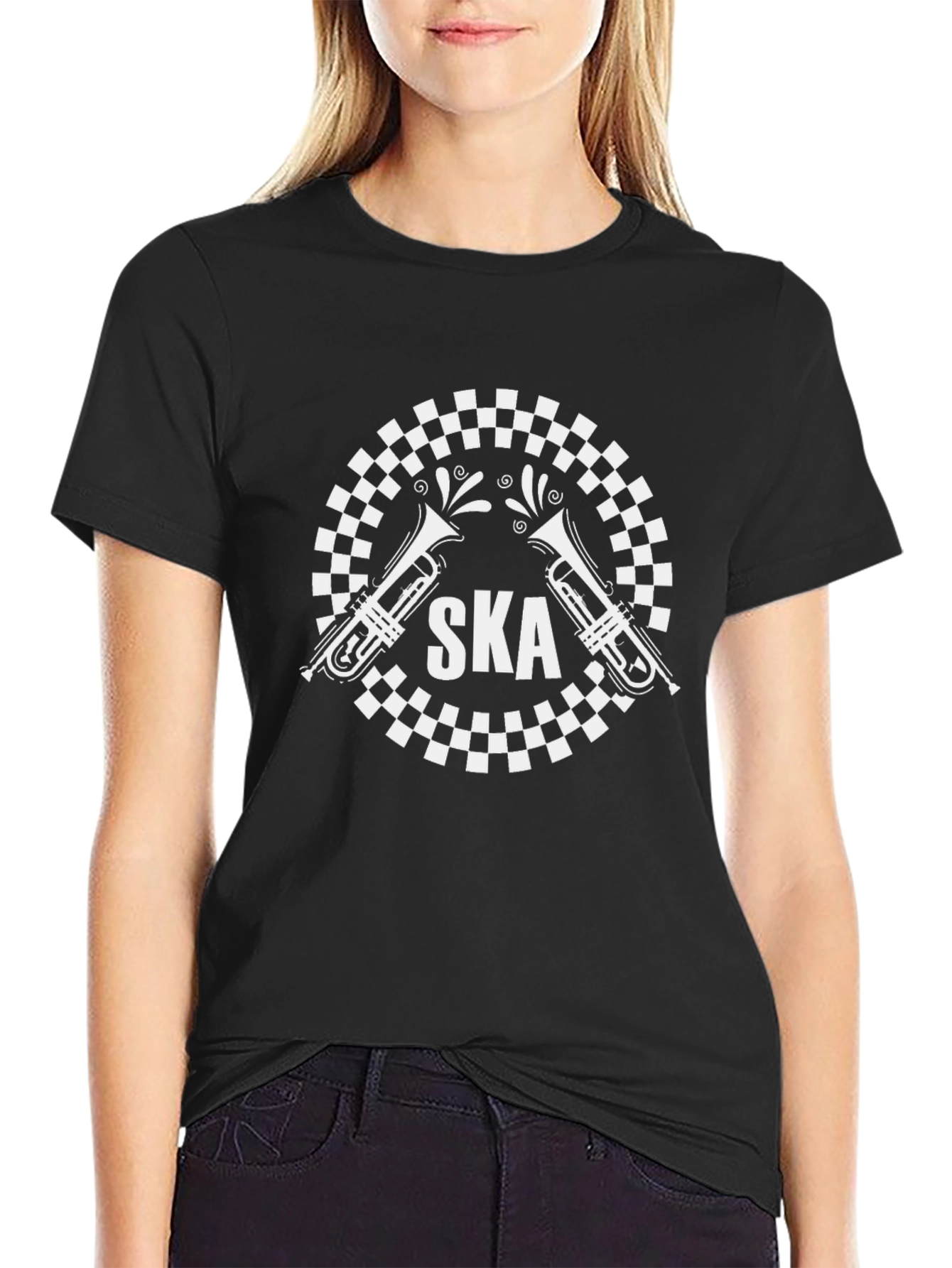 Ska Music T-Shirt - Black and White Checkerboard Design