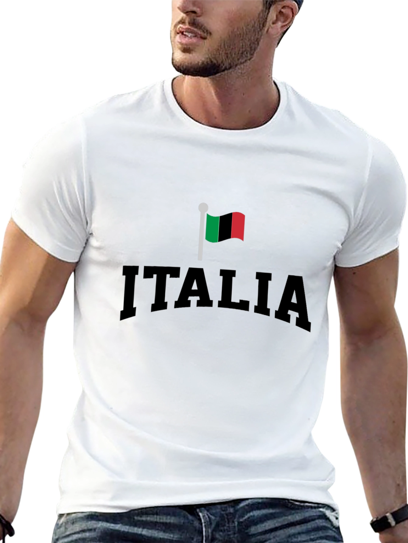 Italia Flag Graphic T-Shirt - Black