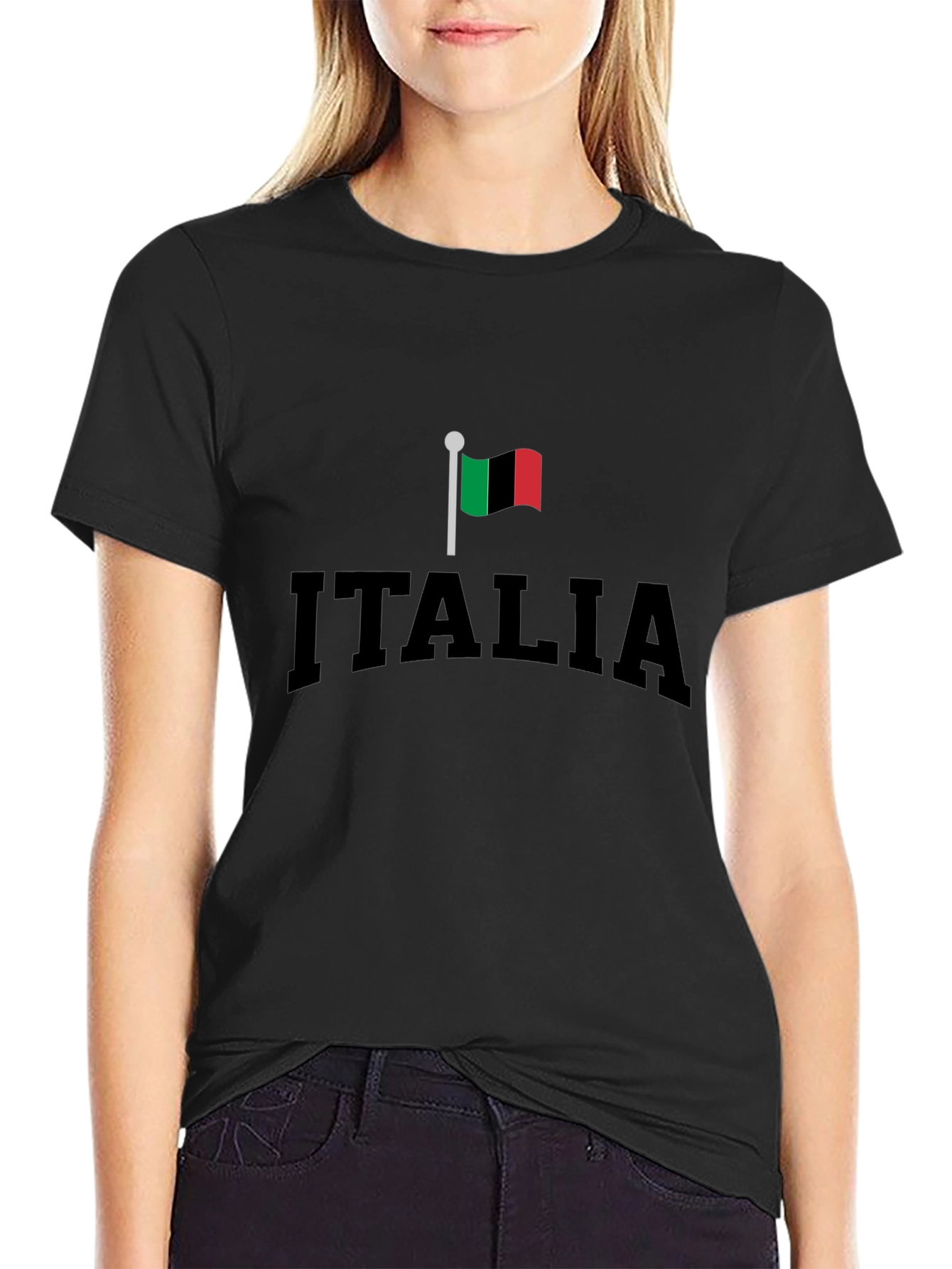 Italia Flag Graphic T-Shirt - Black