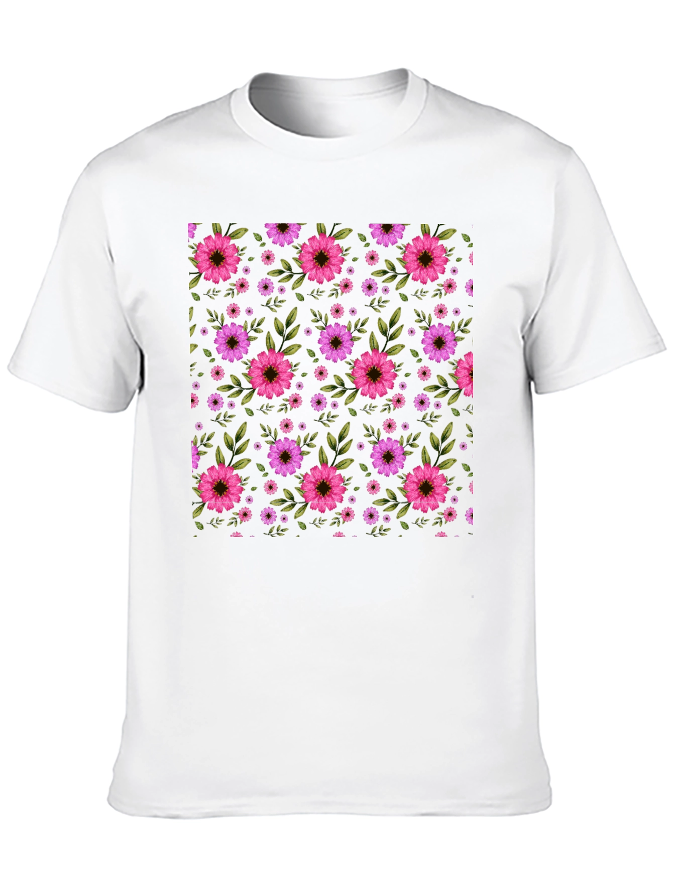 Floral Pattern T-Shirt - Black