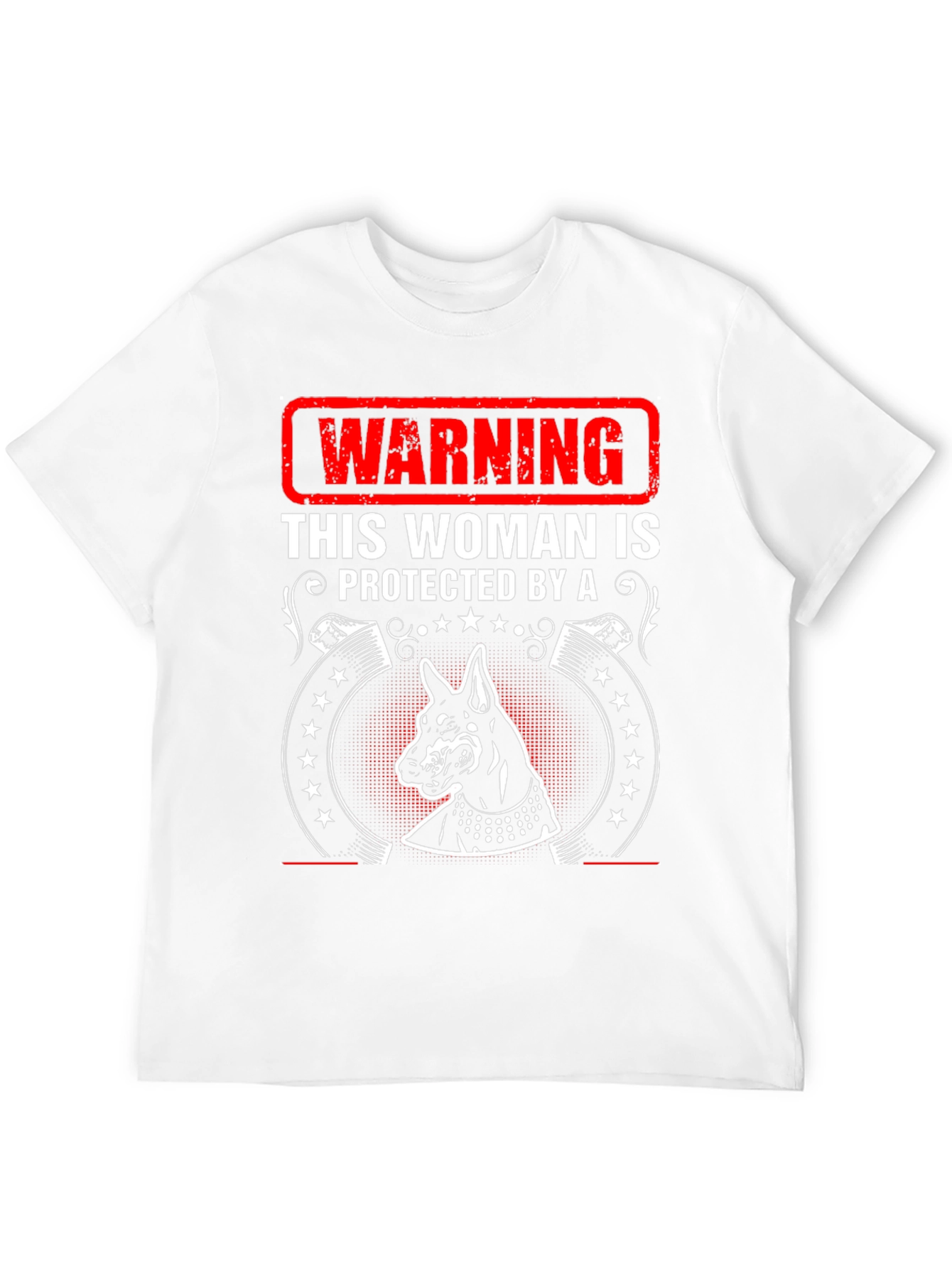 Warning Doberman Protected Woman Black T-Shirt