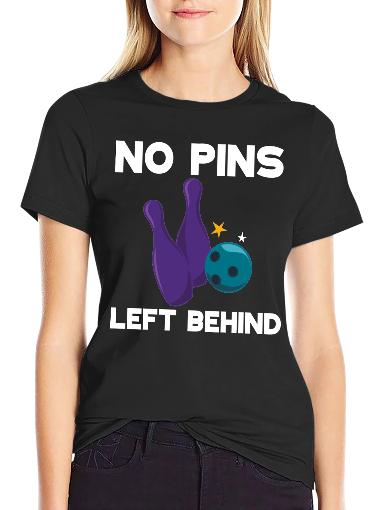 No Pins Left Behind Bowling Graphic Tee