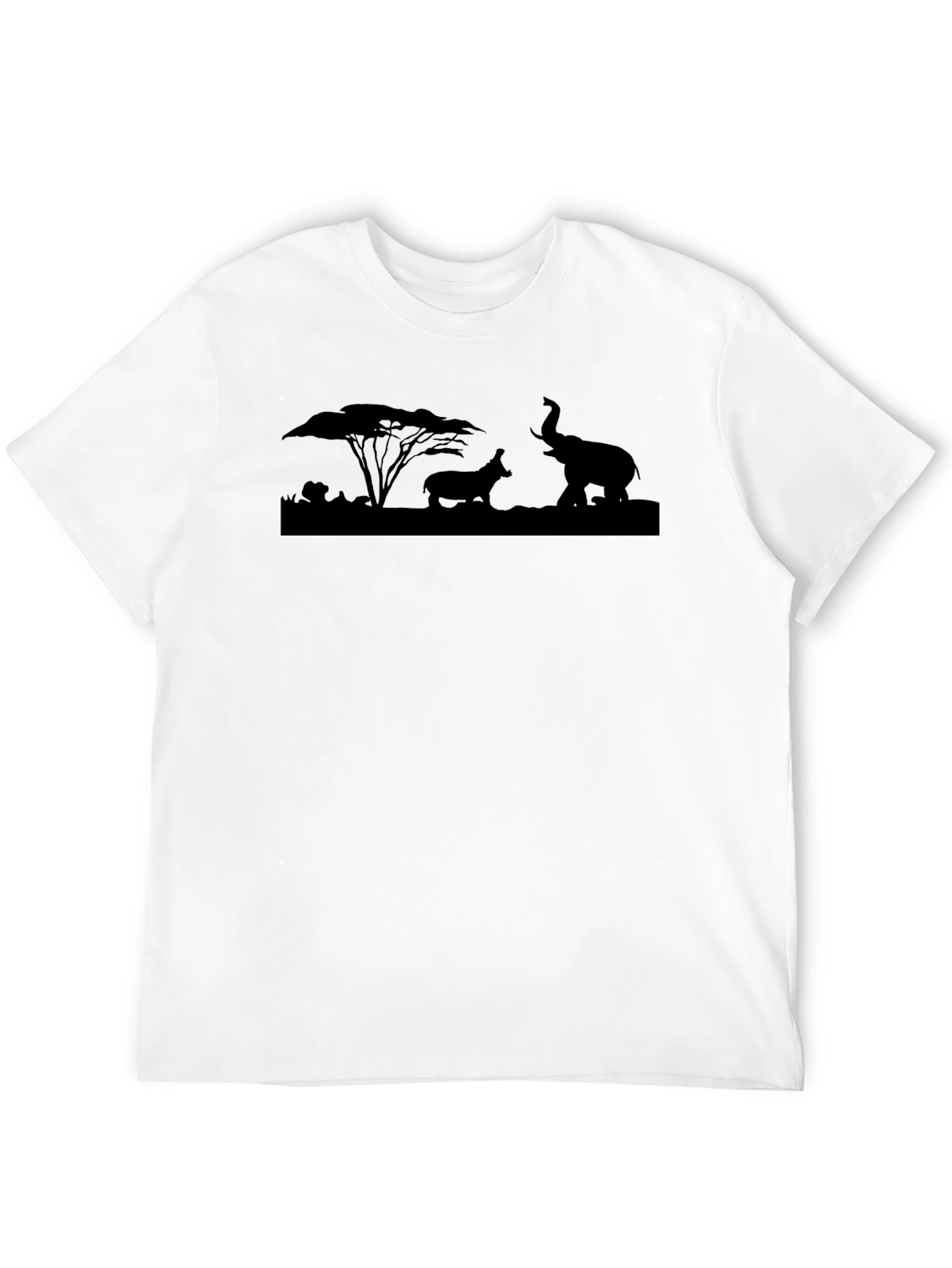 Safari Silhouette T-Shirt: Elephant & Hippo Graphic Tee