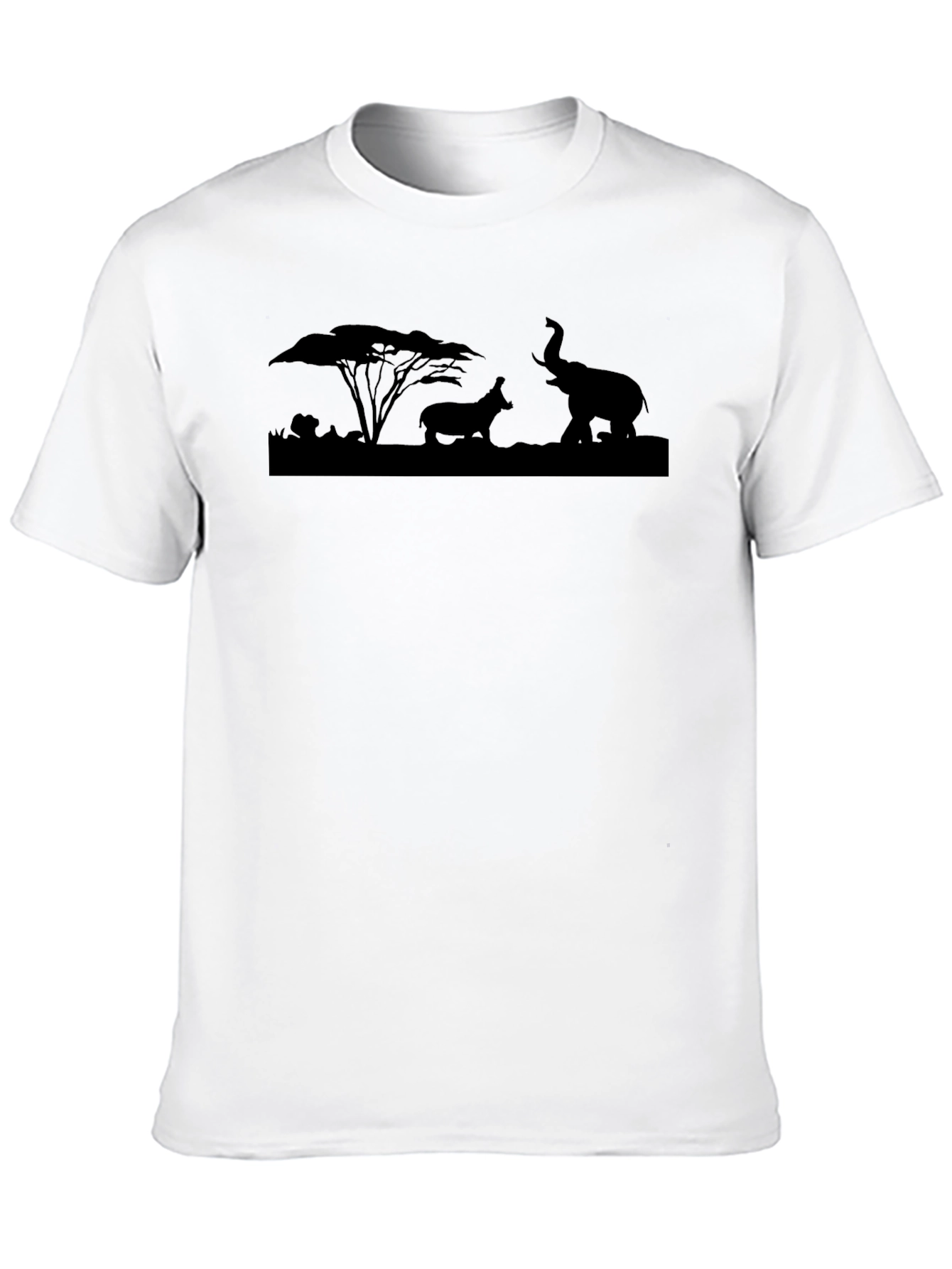 Safari Silhouette T-Shirt: Elephant & Hippo Graphic Tee