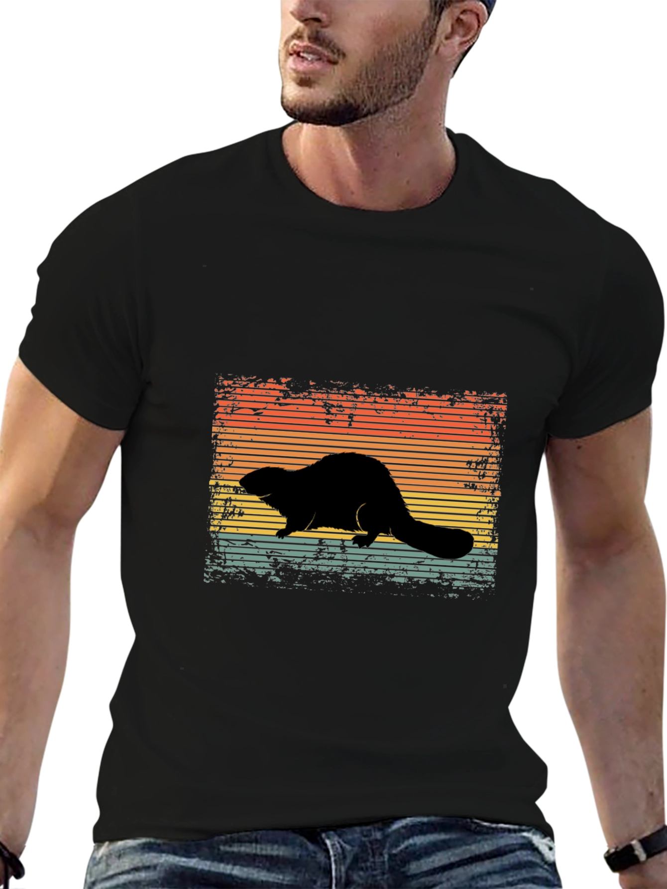 Retro Beaver Silhouette Graphic Tee