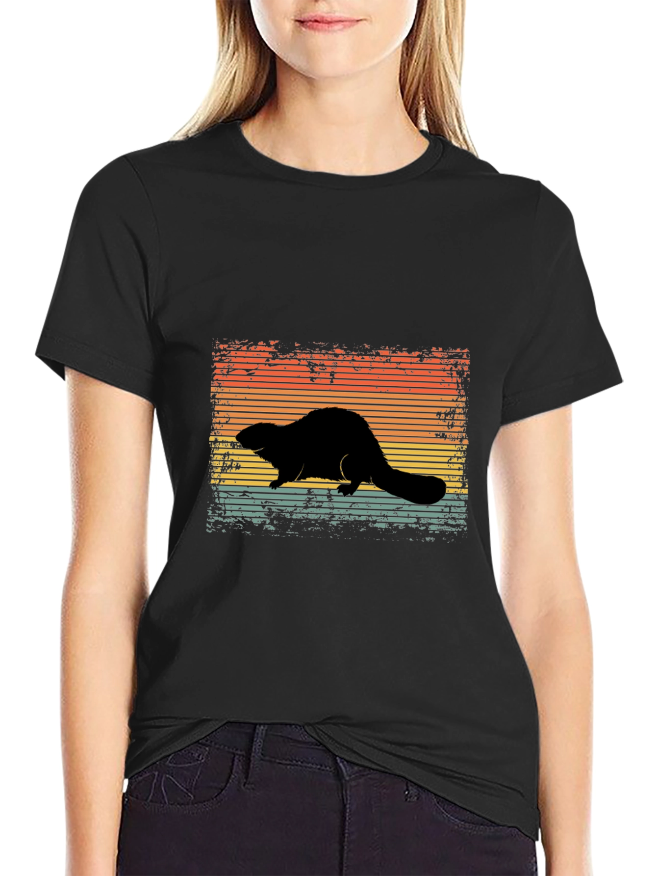 Retro Beaver Silhouette Graphic Tee