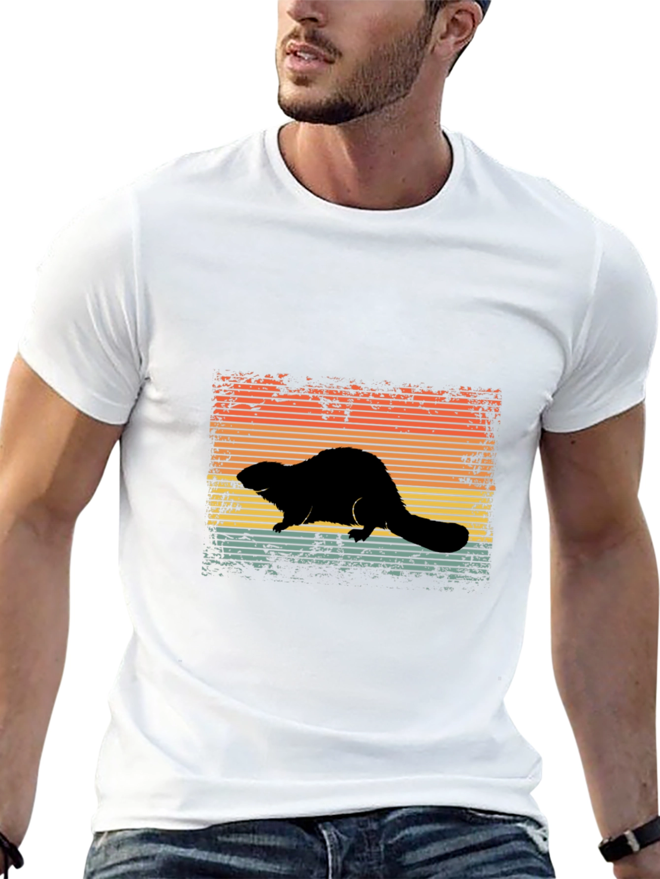 Retro Beaver Silhouette Graphic Tee