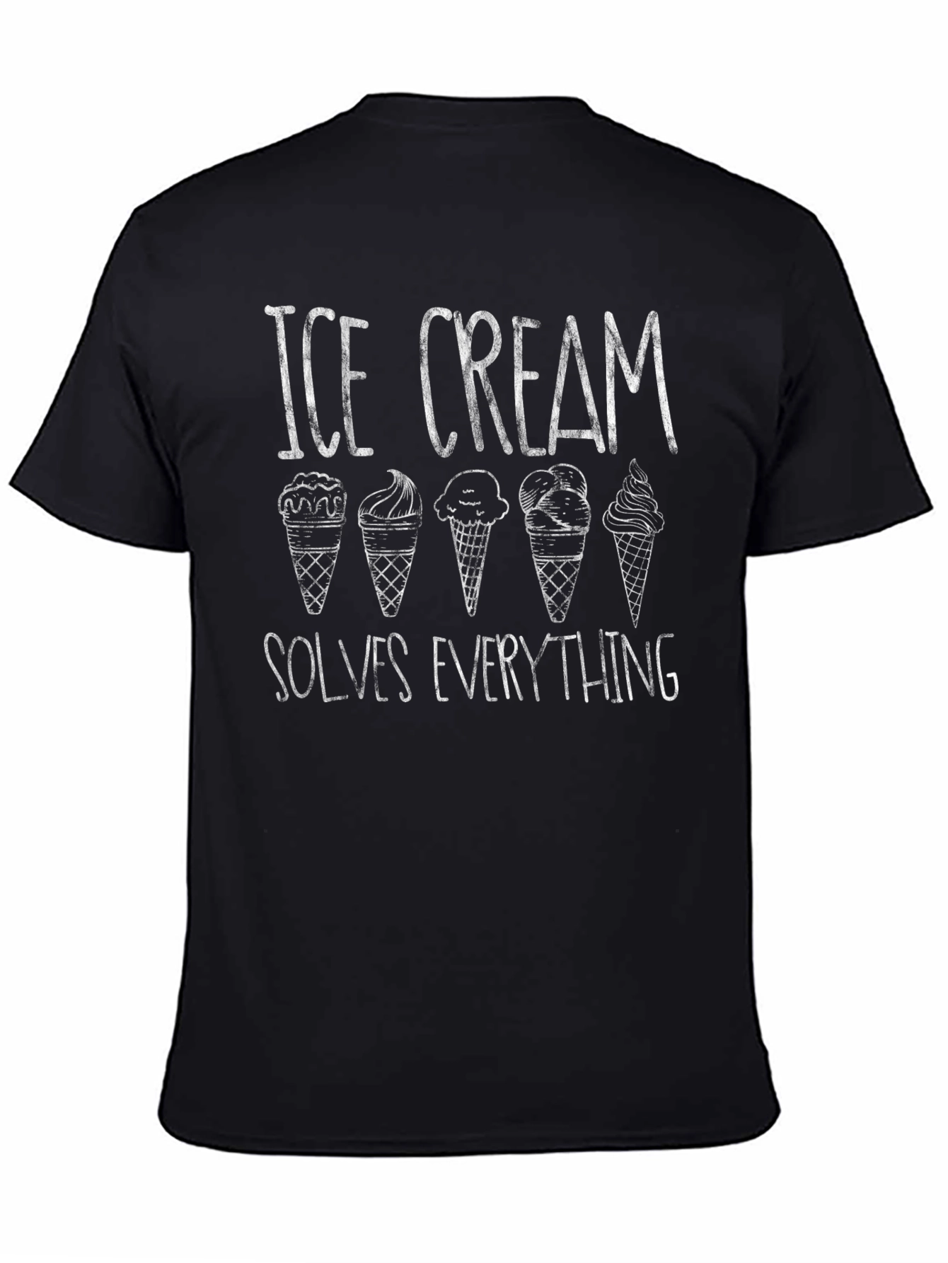 Ice Cream Solves Everything T-Shirt - Black