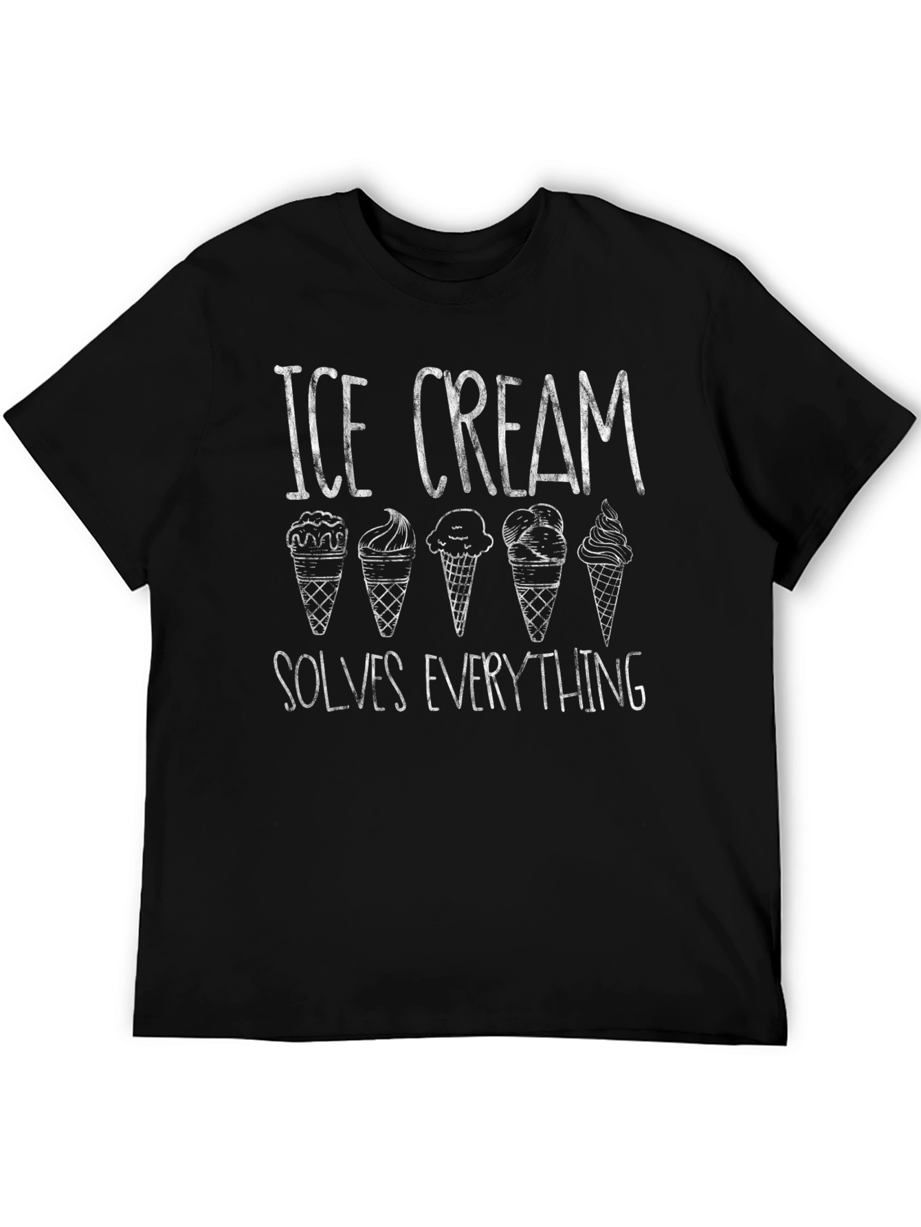 Ice Cream Solves Everything T-Shirt - Black