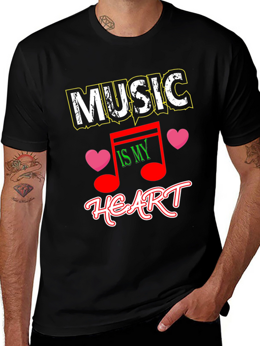 Music is My Heart Black Graphic Tee