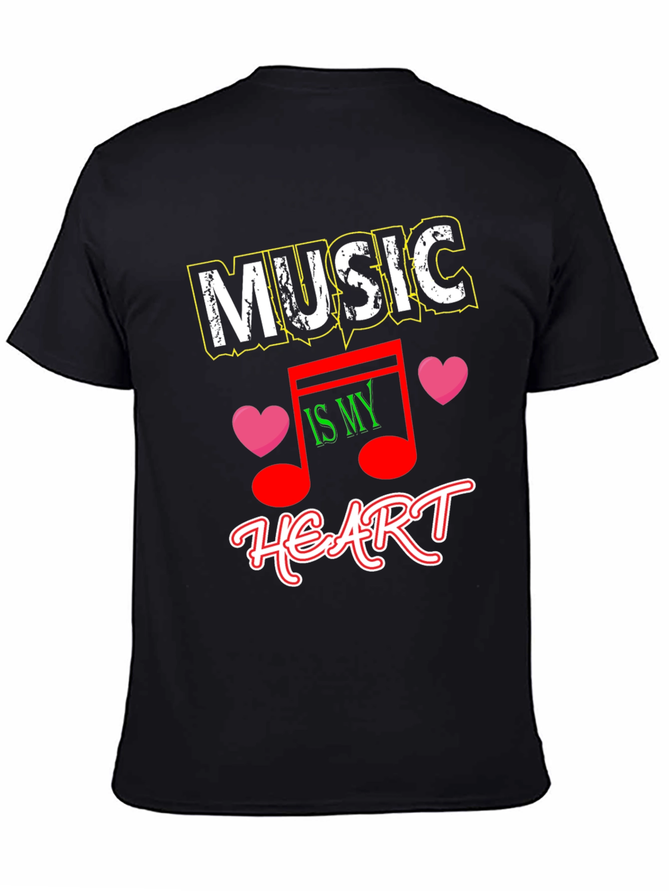 Music is My Heart Black Graphic Tee