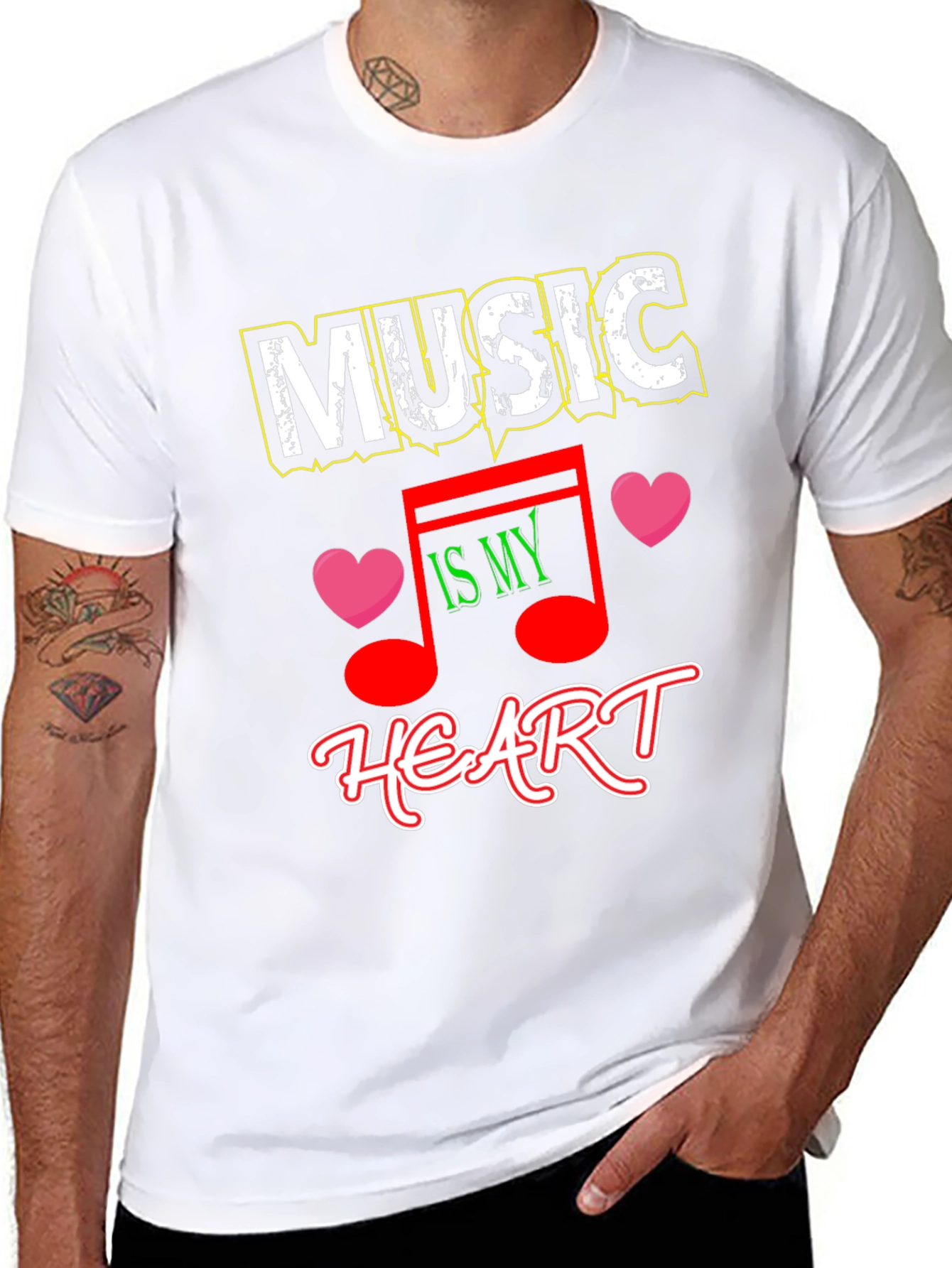 Music is My Heart Black Graphic Tee