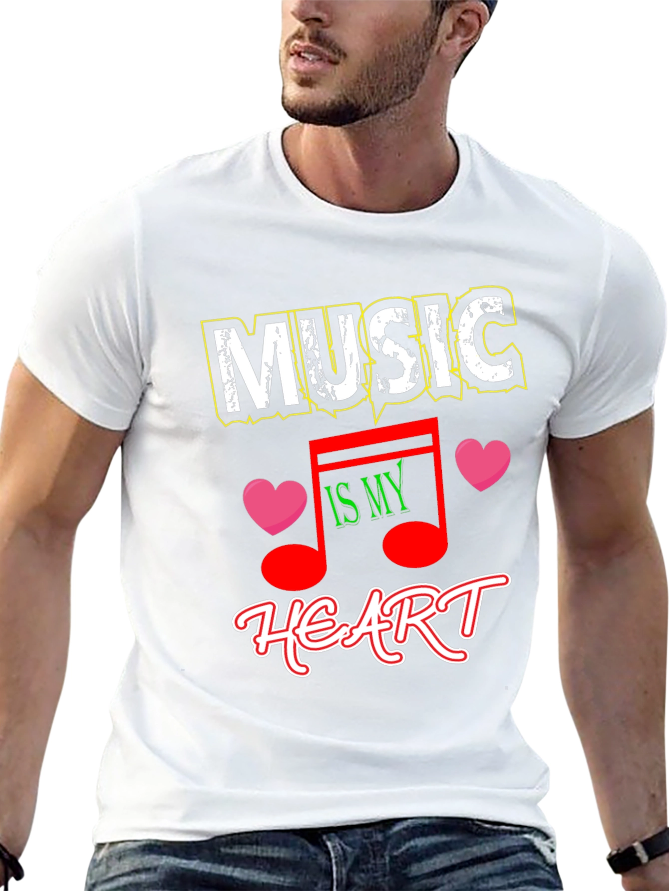 Music is My Heart Black Graphic Tee