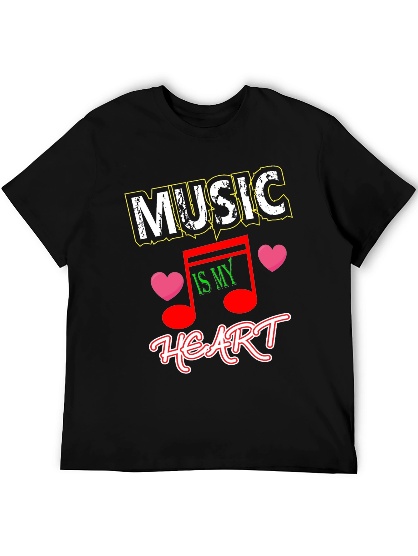 Music is My Heart Black Graphic Tee